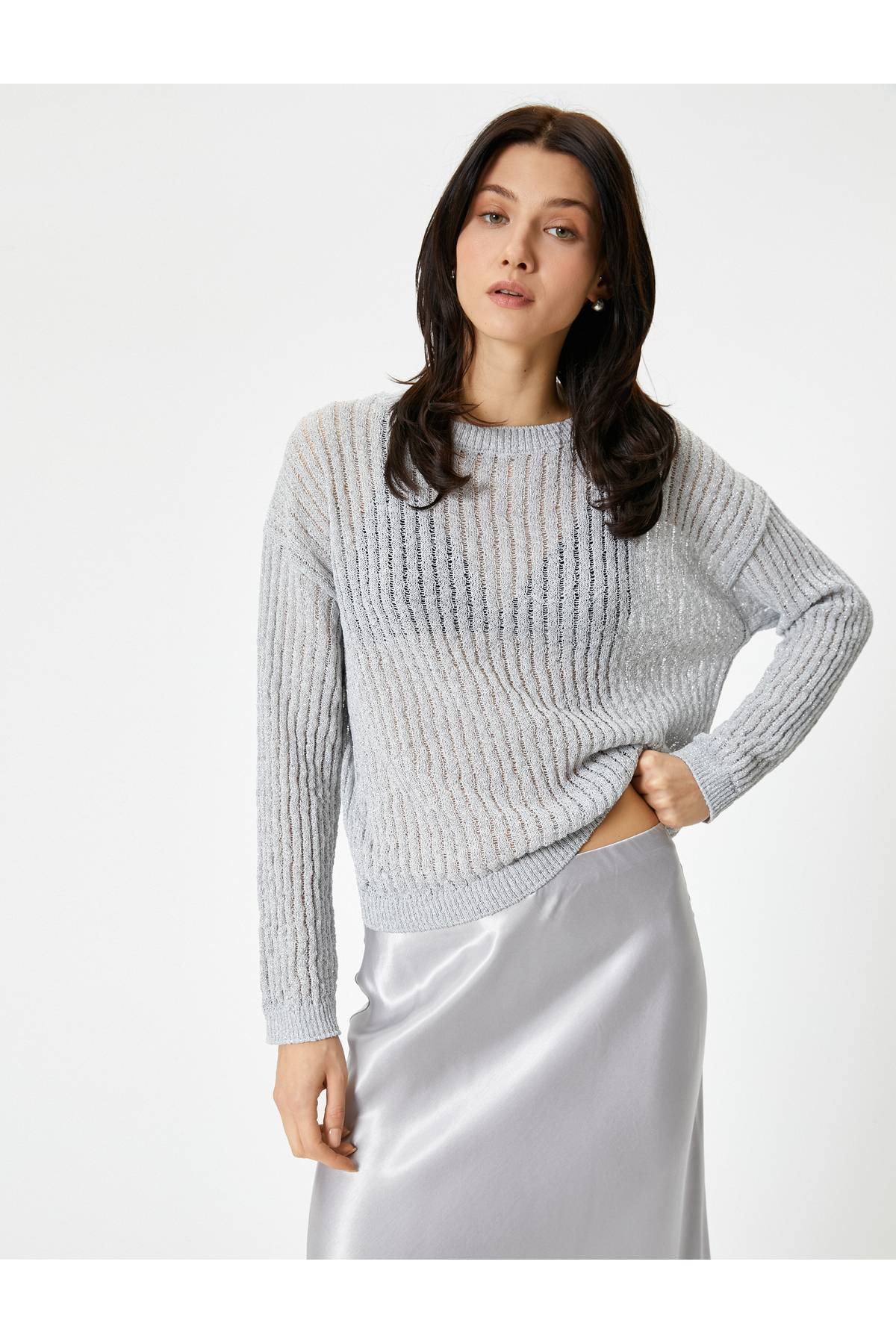 ژاکت روباز یقه یقه متالیک براق