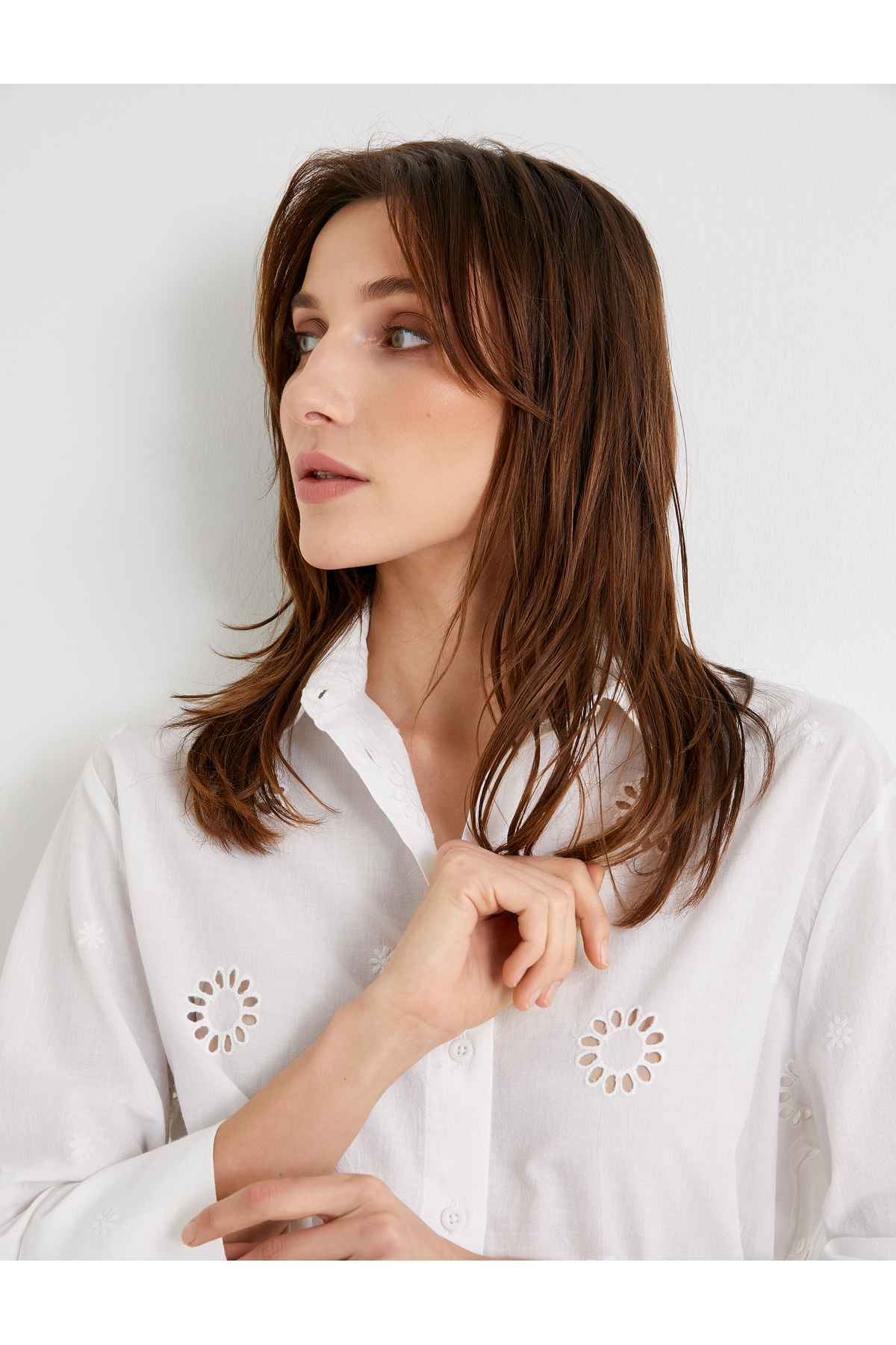 پیراهن آستین بلند نخی سایز بزرگ