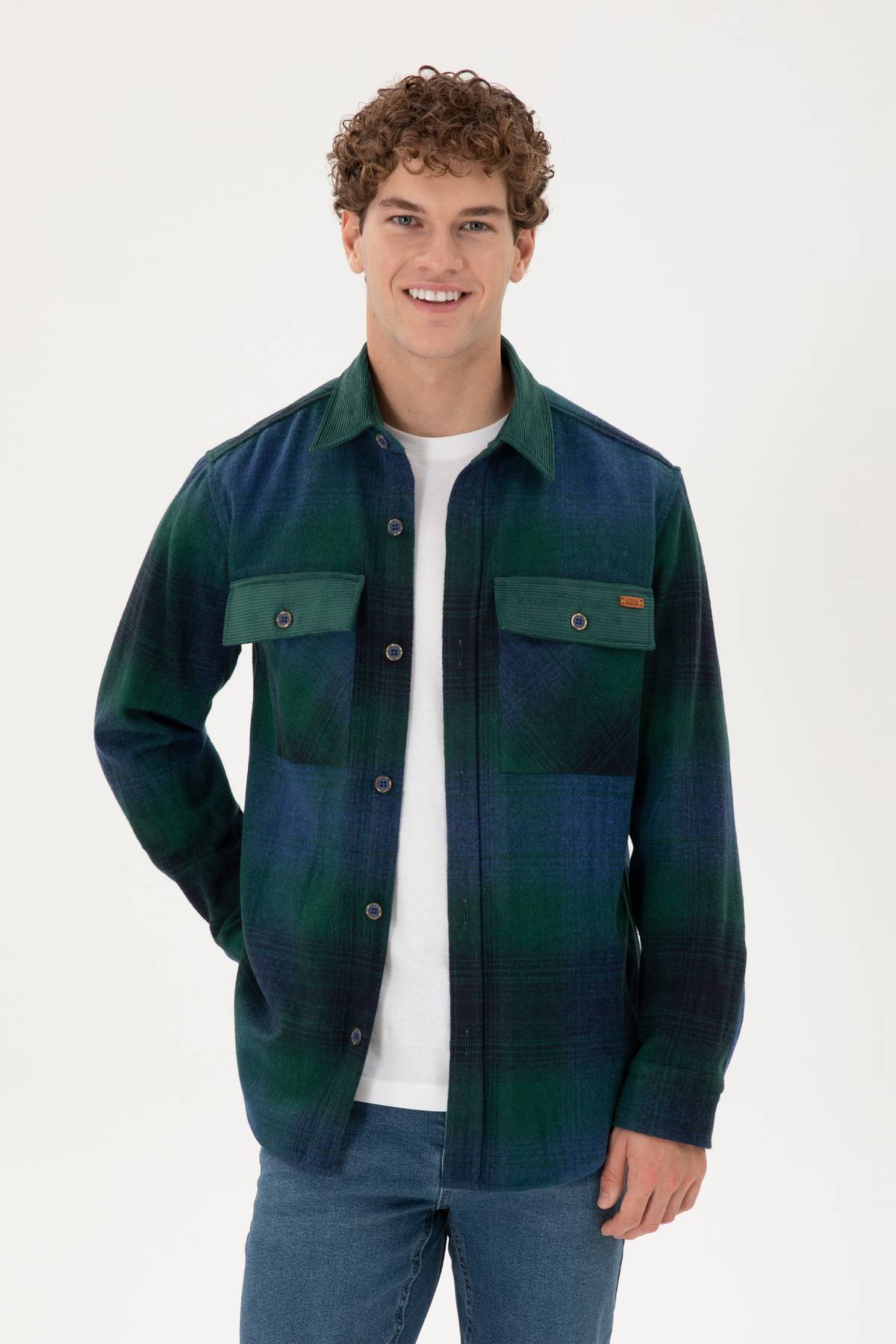 پیراهن آستین بلند مردانه آبی سرمه ای 50296047-VR033