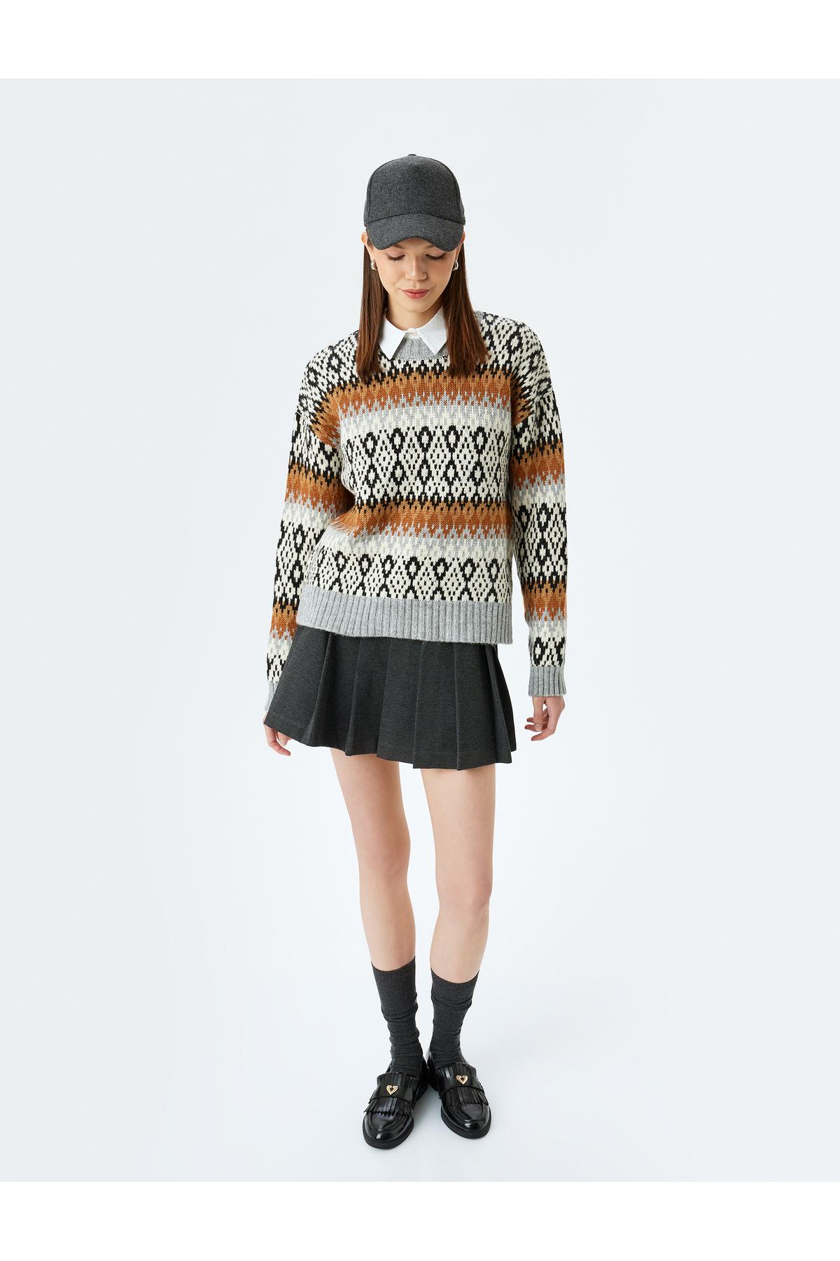 ژاکت آستین بلند راحت چند رنگ قومیتی