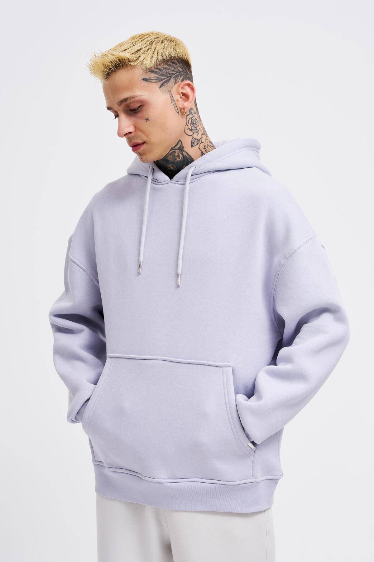 سویشرت جیبی سایز بزرگ یاسی یخی