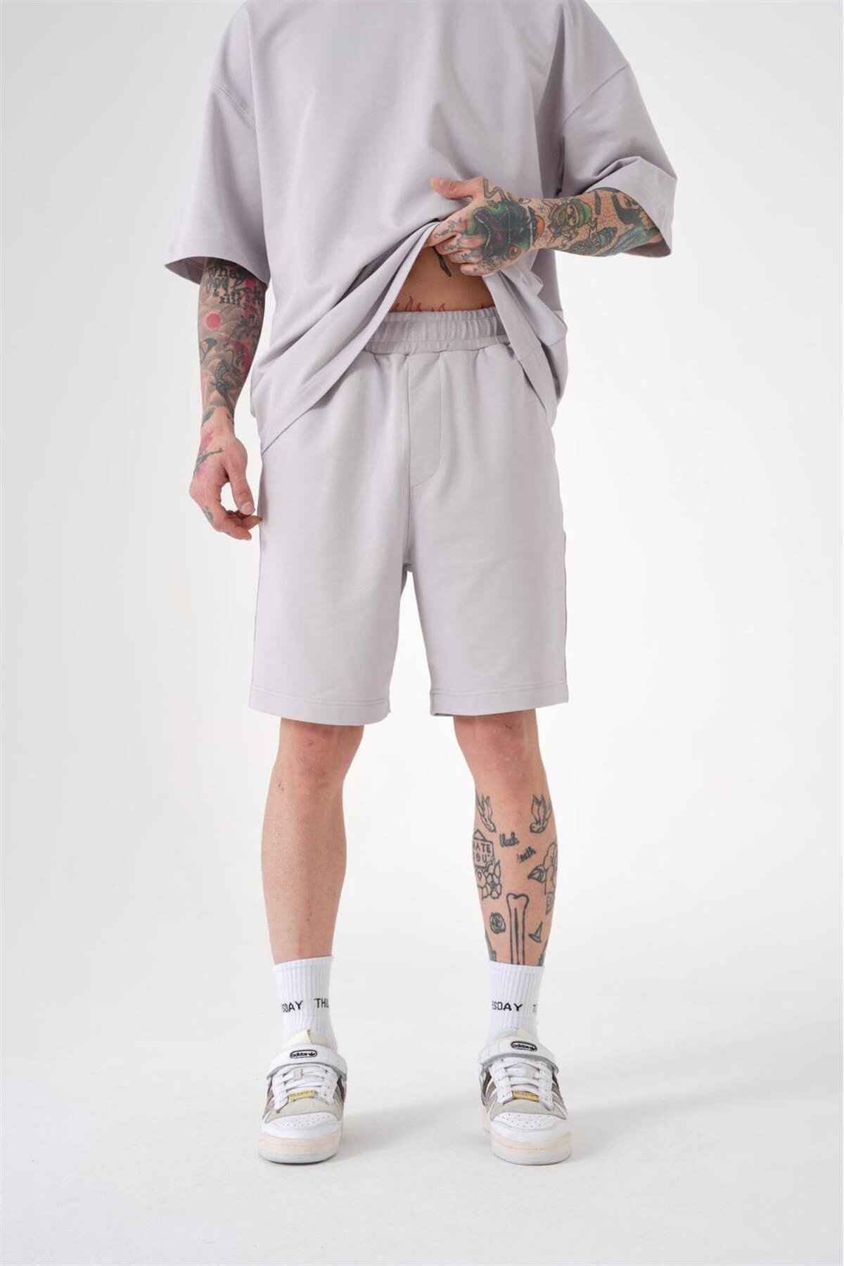 شلوارک طوسی نخی راحت با جیب ممتاز مردانه