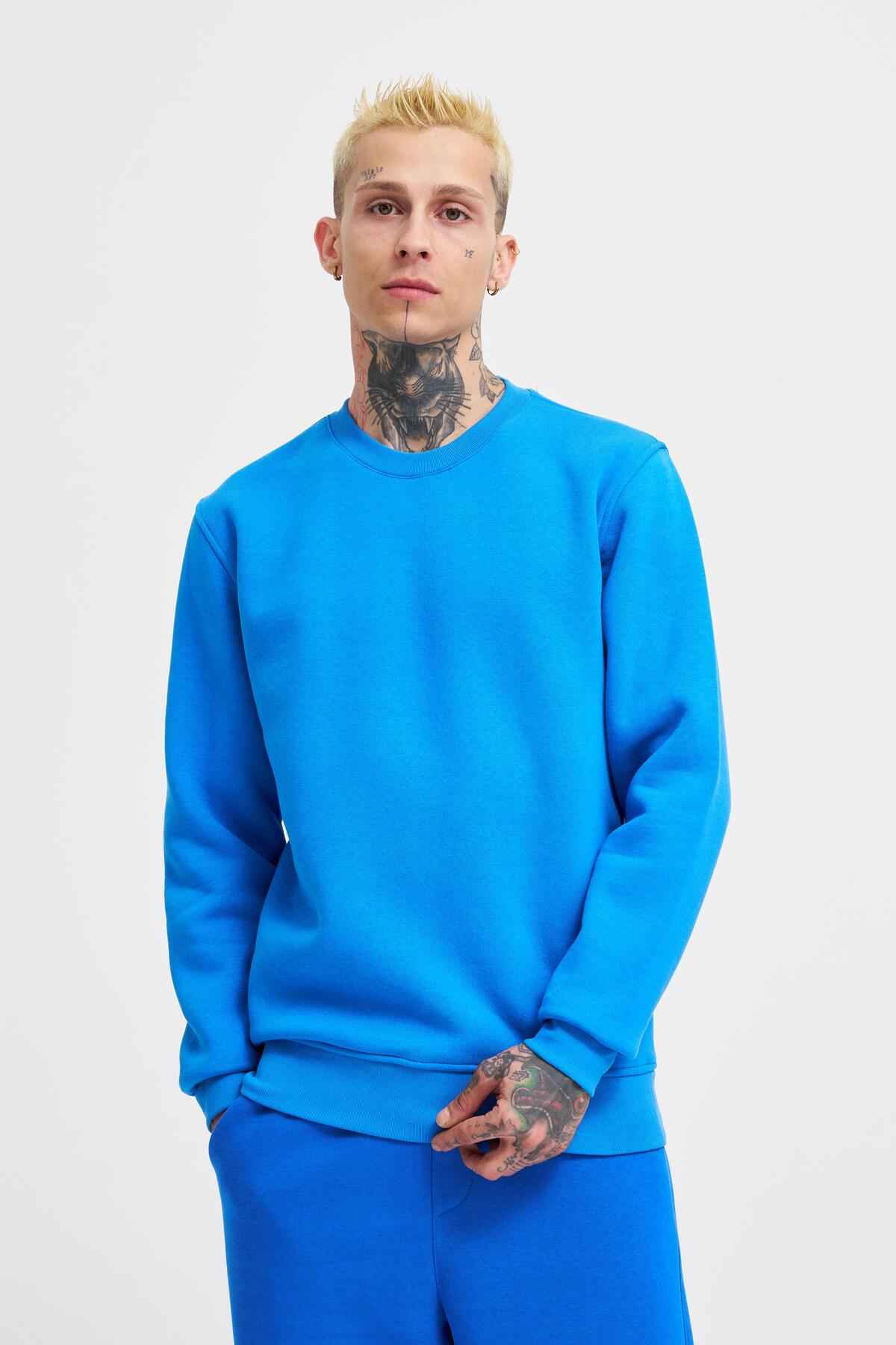 سویشرت مردانه یقه خدمه معمولی خاکستری روشن