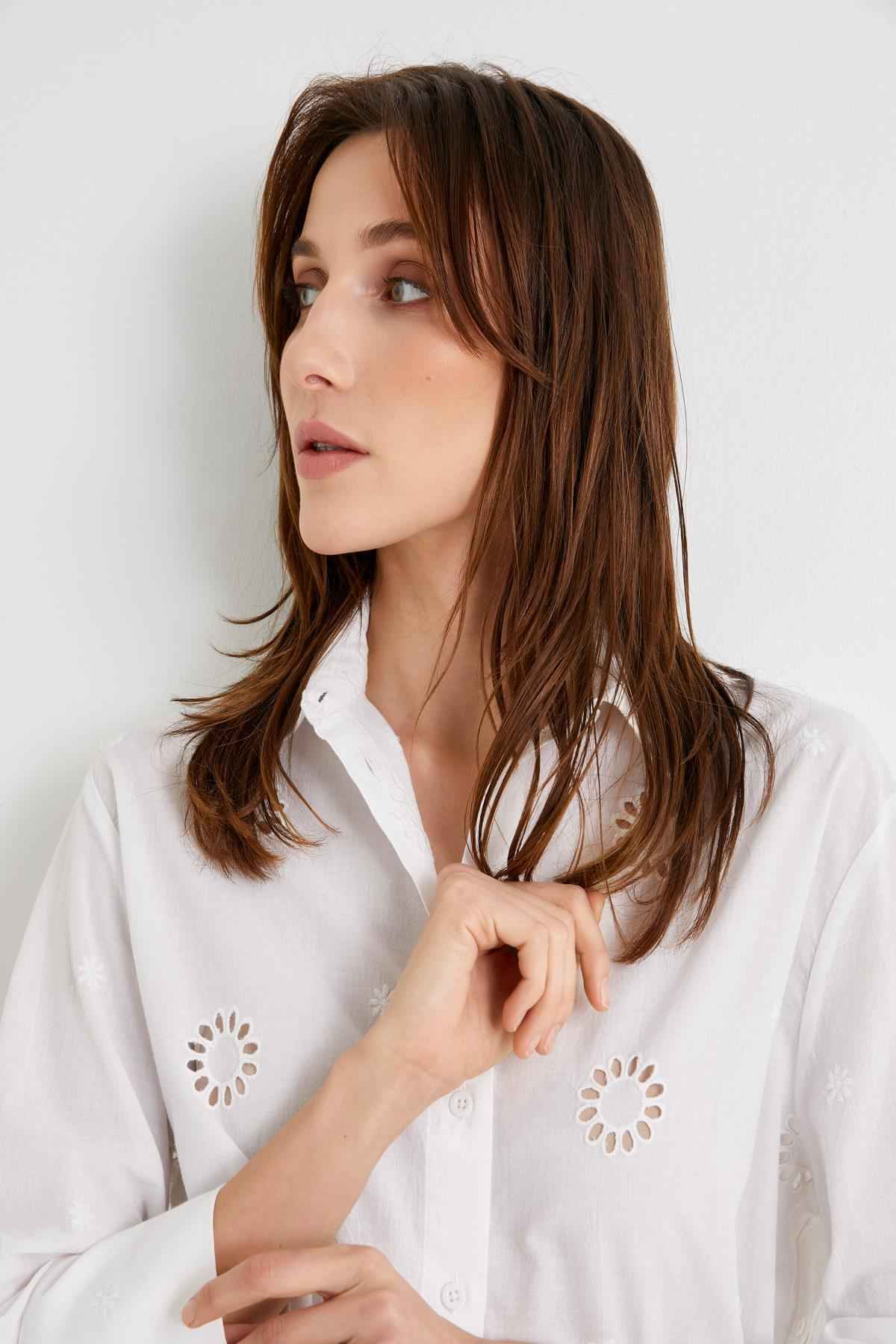 پیراهن آستین بلند نخی سایز بزرگ