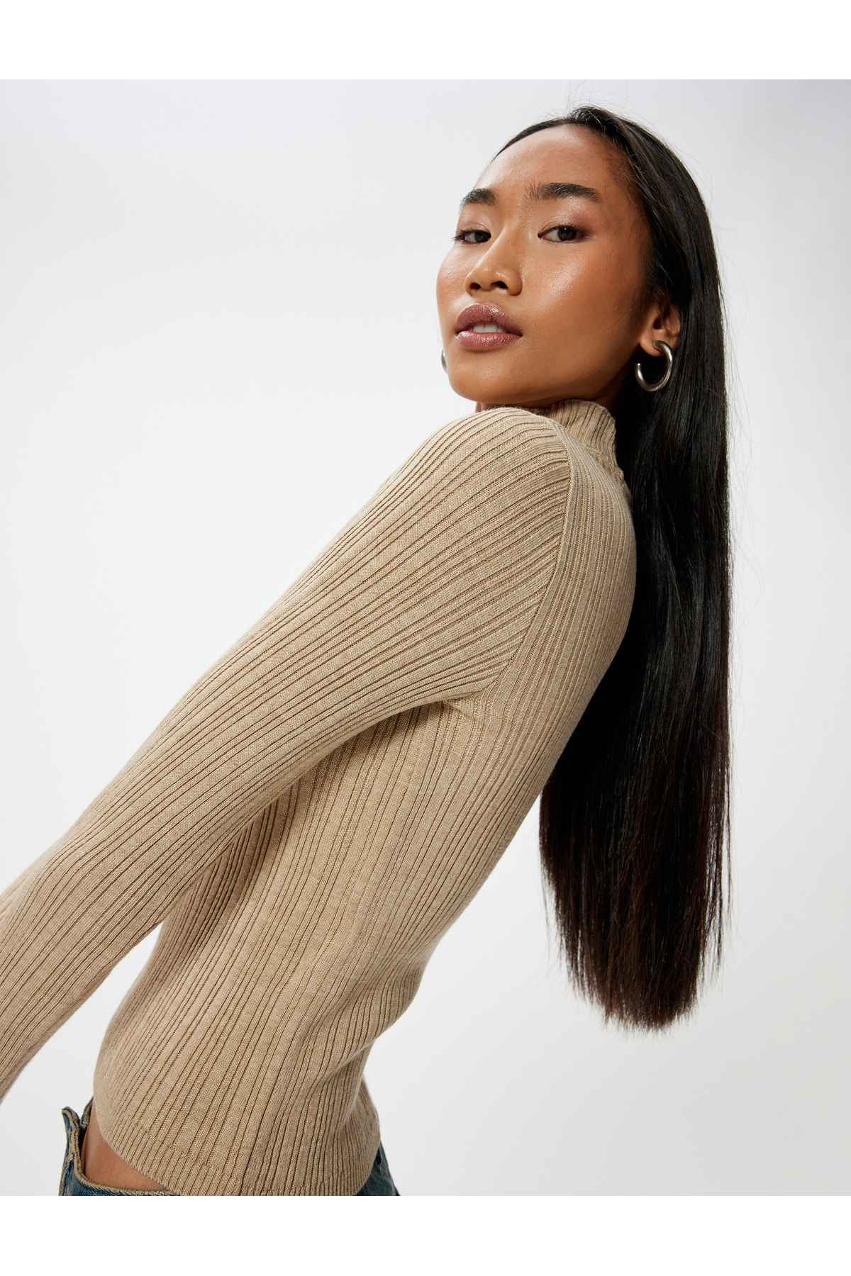 ژاکت بافتنی ساده آستین بلند