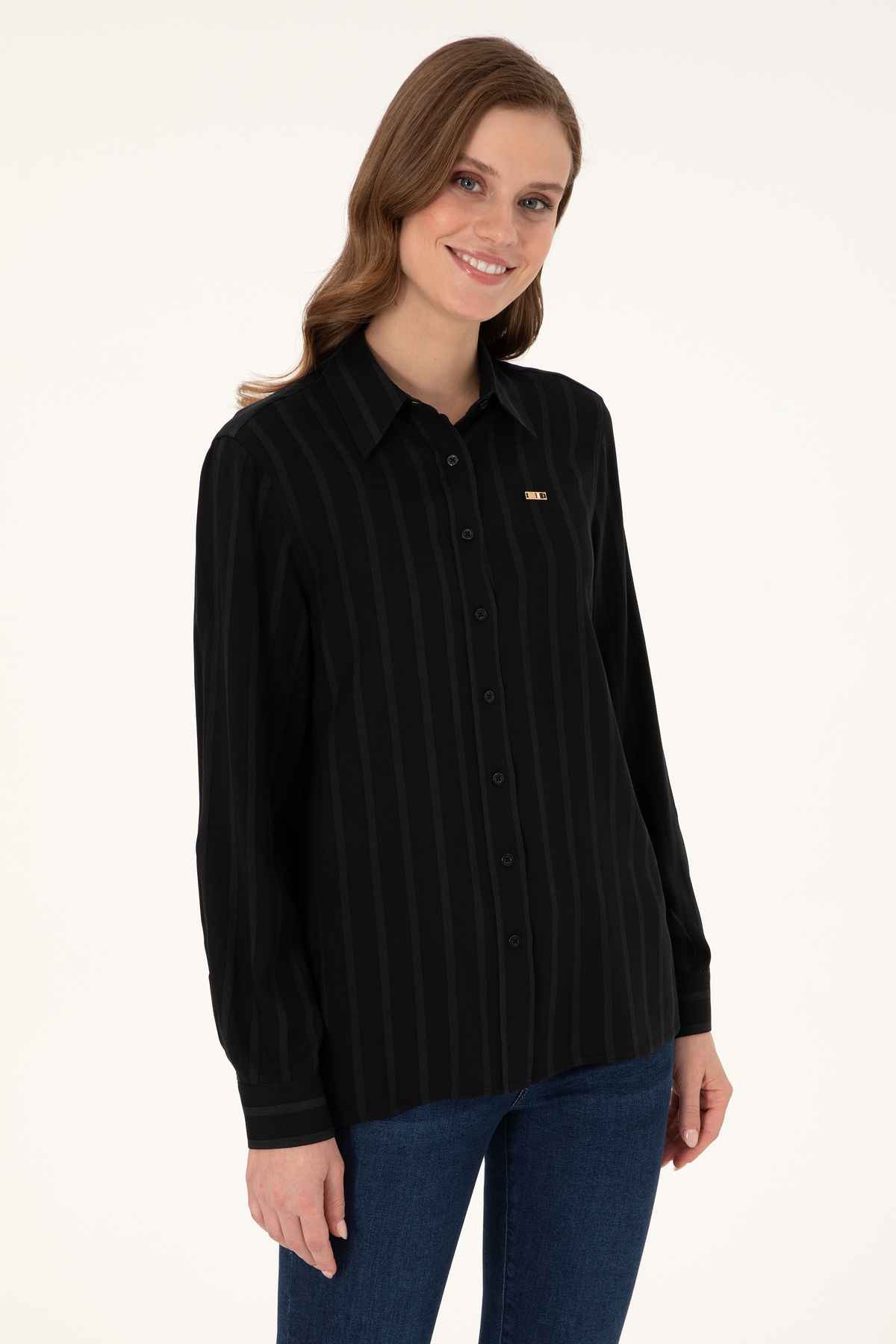 پیراهن آستین بلند راه راه سفید زنانه 50297122-vr013