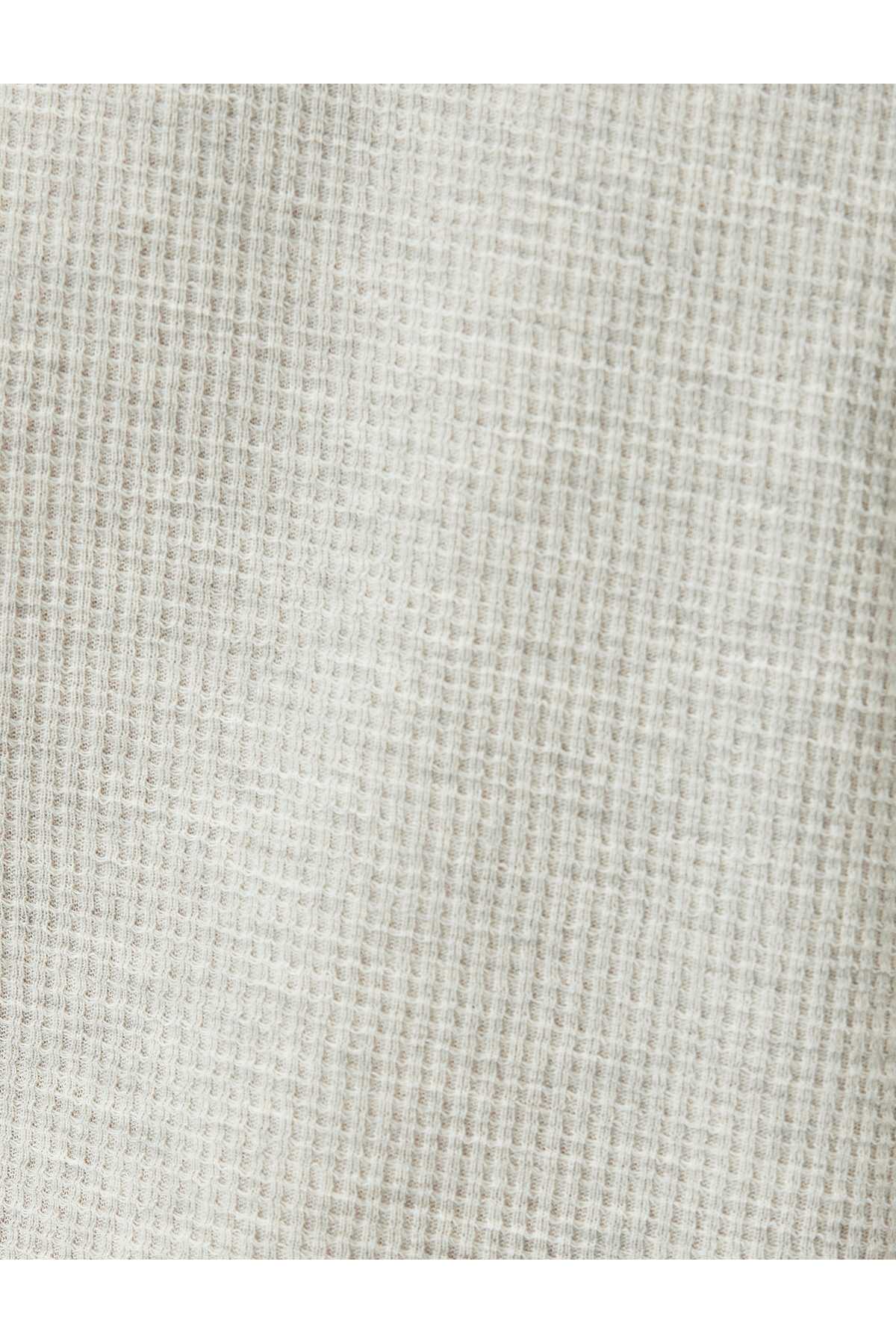 گردن آستین کوتاه بافتی با جزئیات پنبه مخلوط دوچرخه مخلوط باریک تناسب T -shirt