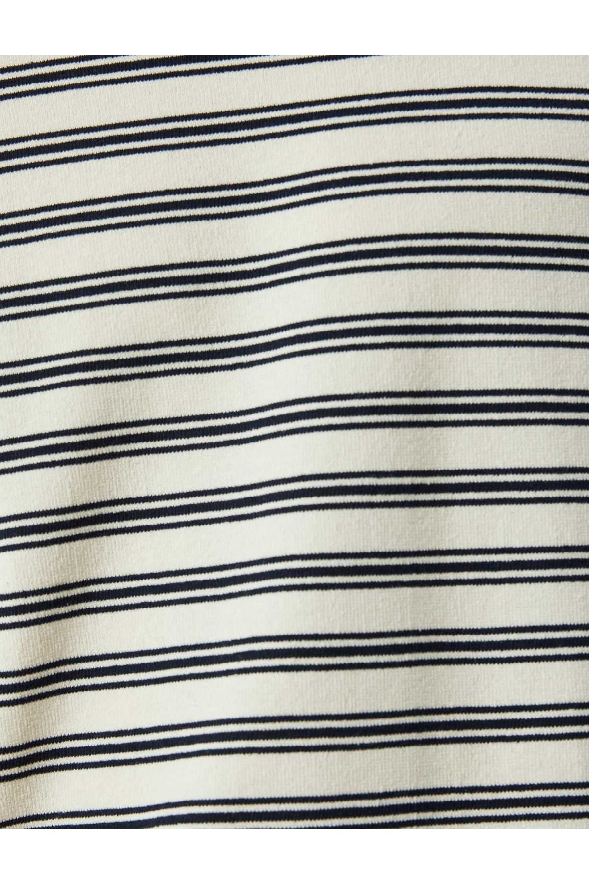 تیشرت راه راه یقه کوتاه نخی ترکیبی پارچه تری