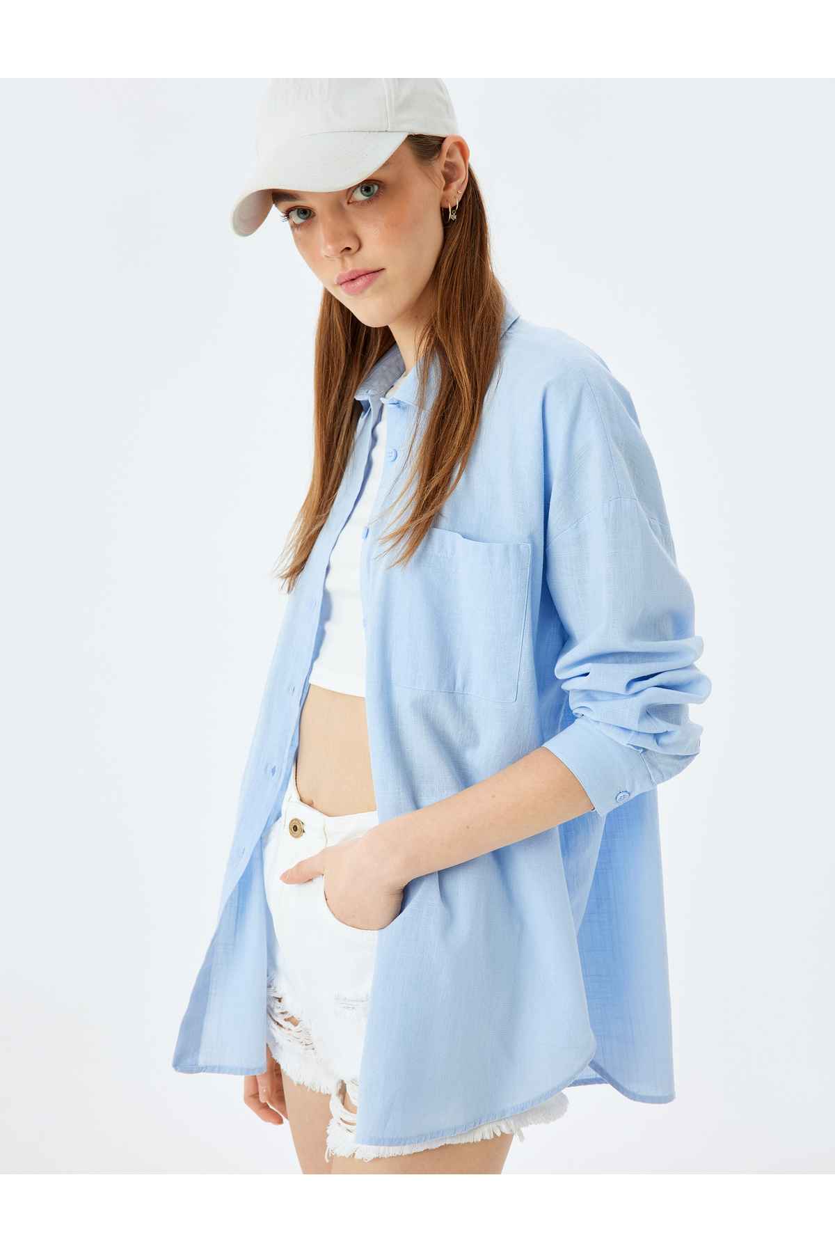 پیراهن آستین بلند و دقیق دکمه یقه کلاسیک