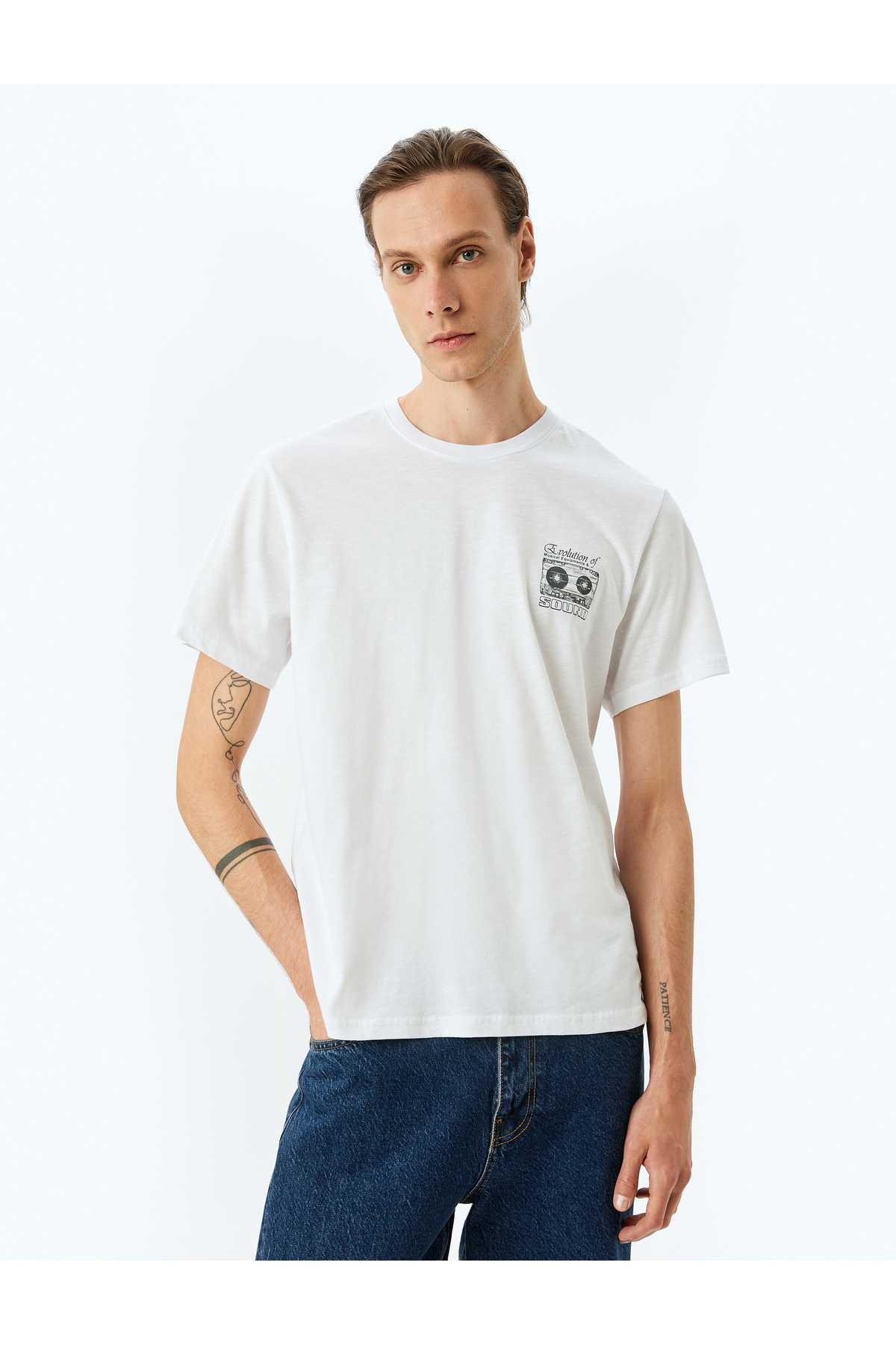 پنبه یقه دوچرخه آستین کوتاه چاپ شده T -Shirt