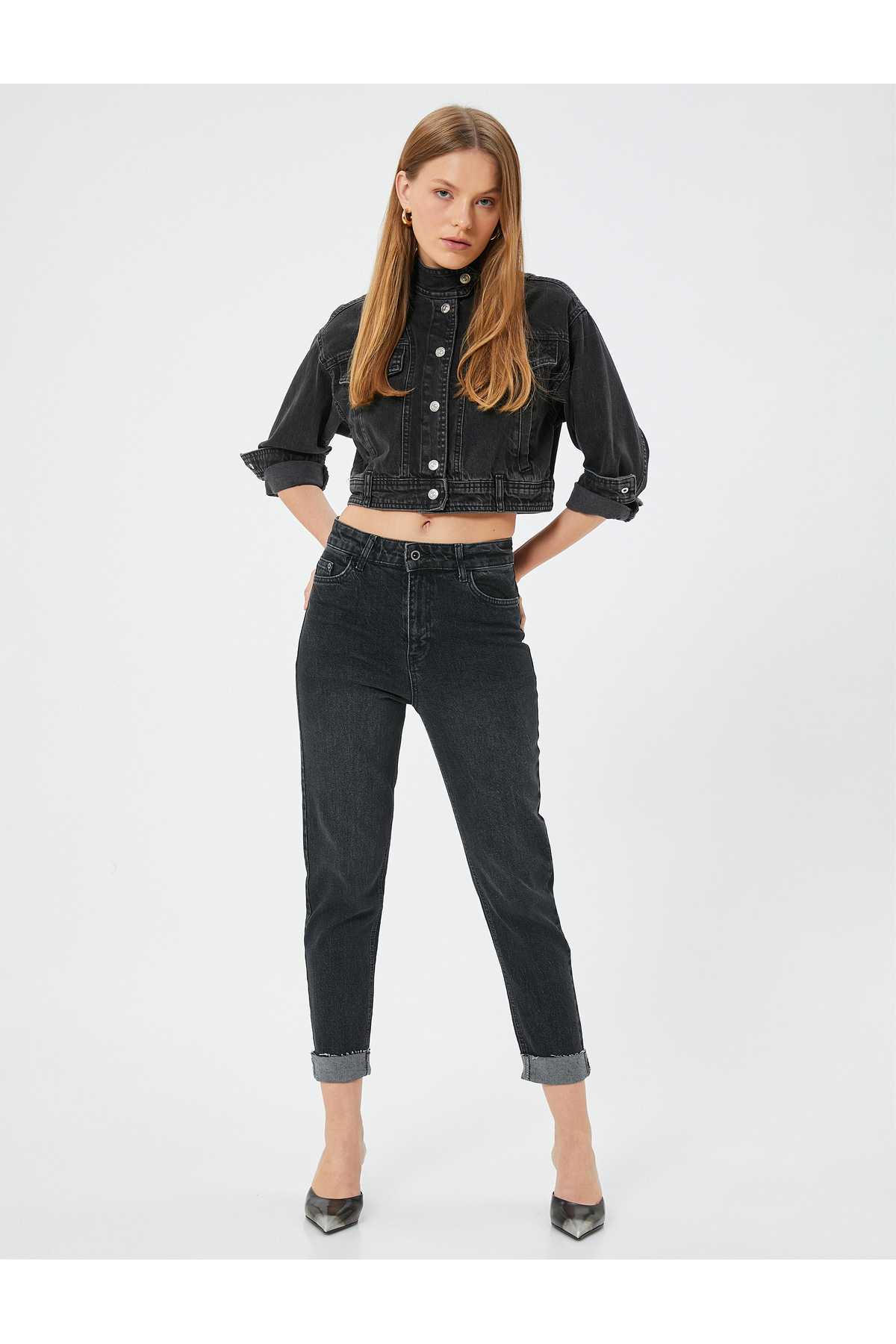 شلوار جین کمر بلند باریک و راست پا نخی - ایو اسلیم جین