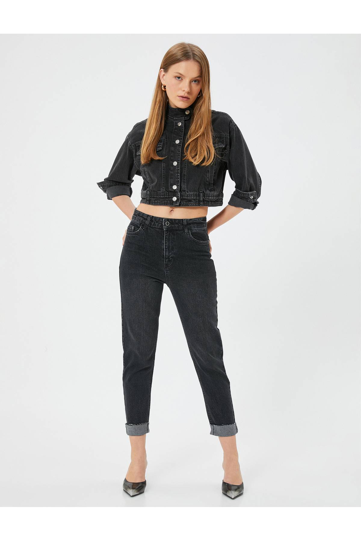 شلوار جین کمر بلند باریک و راست پا نخی - ایو اسلیم جین