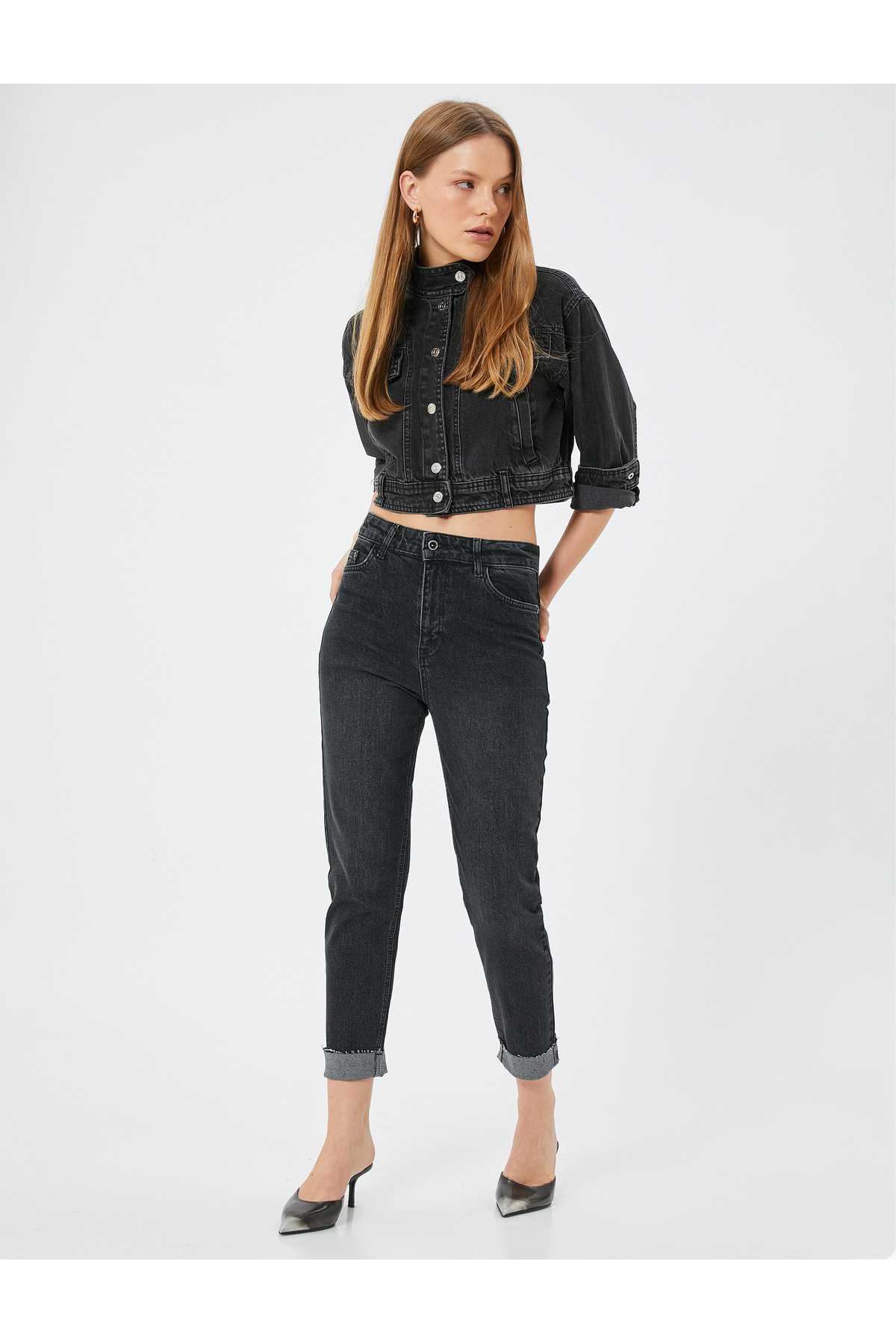 شلوار جین کمر بلند باریک و راست پا نخی - ایو اسلیم جین