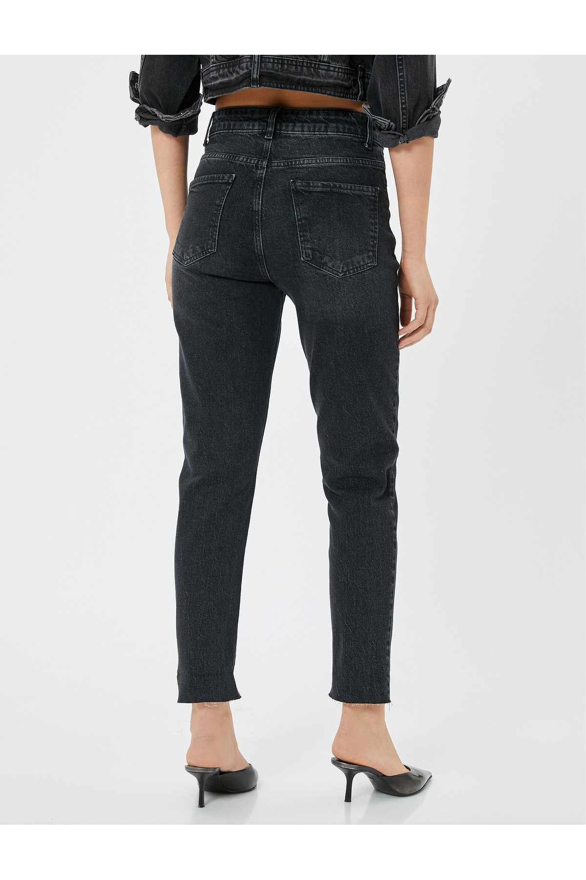 شلوار جین کمر بلند باریک و راست پا نخی - ایو اسلیم جین