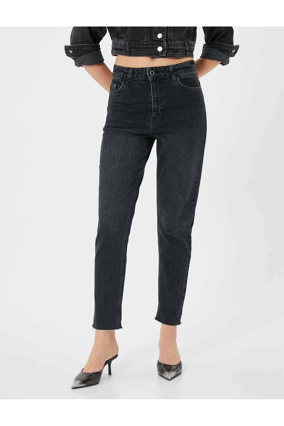 شلوار جین کمر بلند باریک و راست پا نخی - ایو اسلیم جین