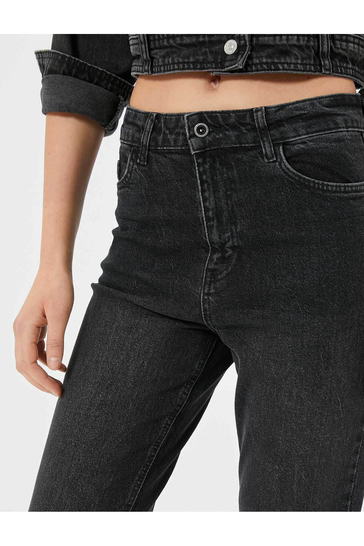 شلوار جین کمر بلند باریک و راست پا نخی - ایو اسلیم جین