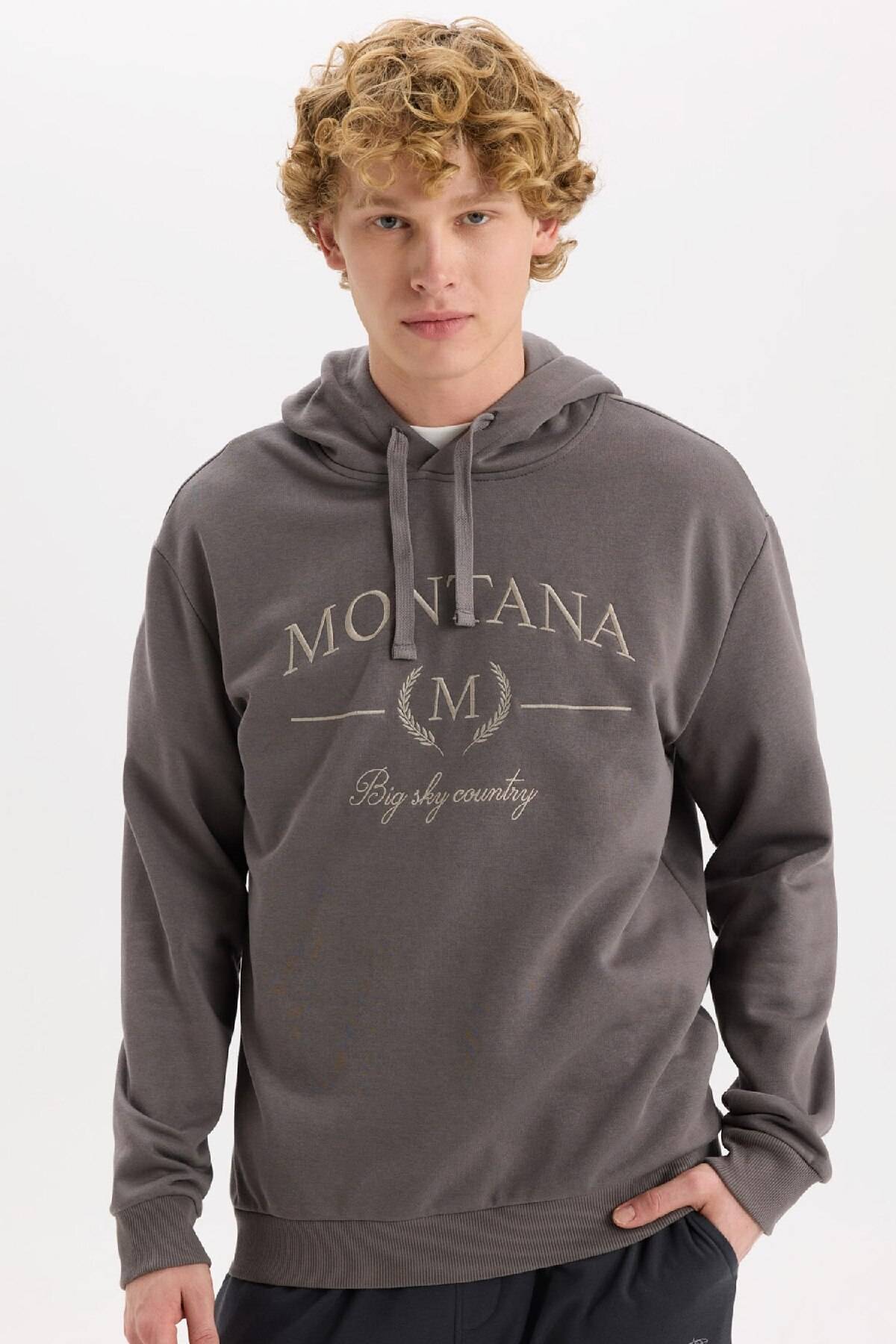 سویشرت ضخیم با چاپ کلاهدار Relax Fit