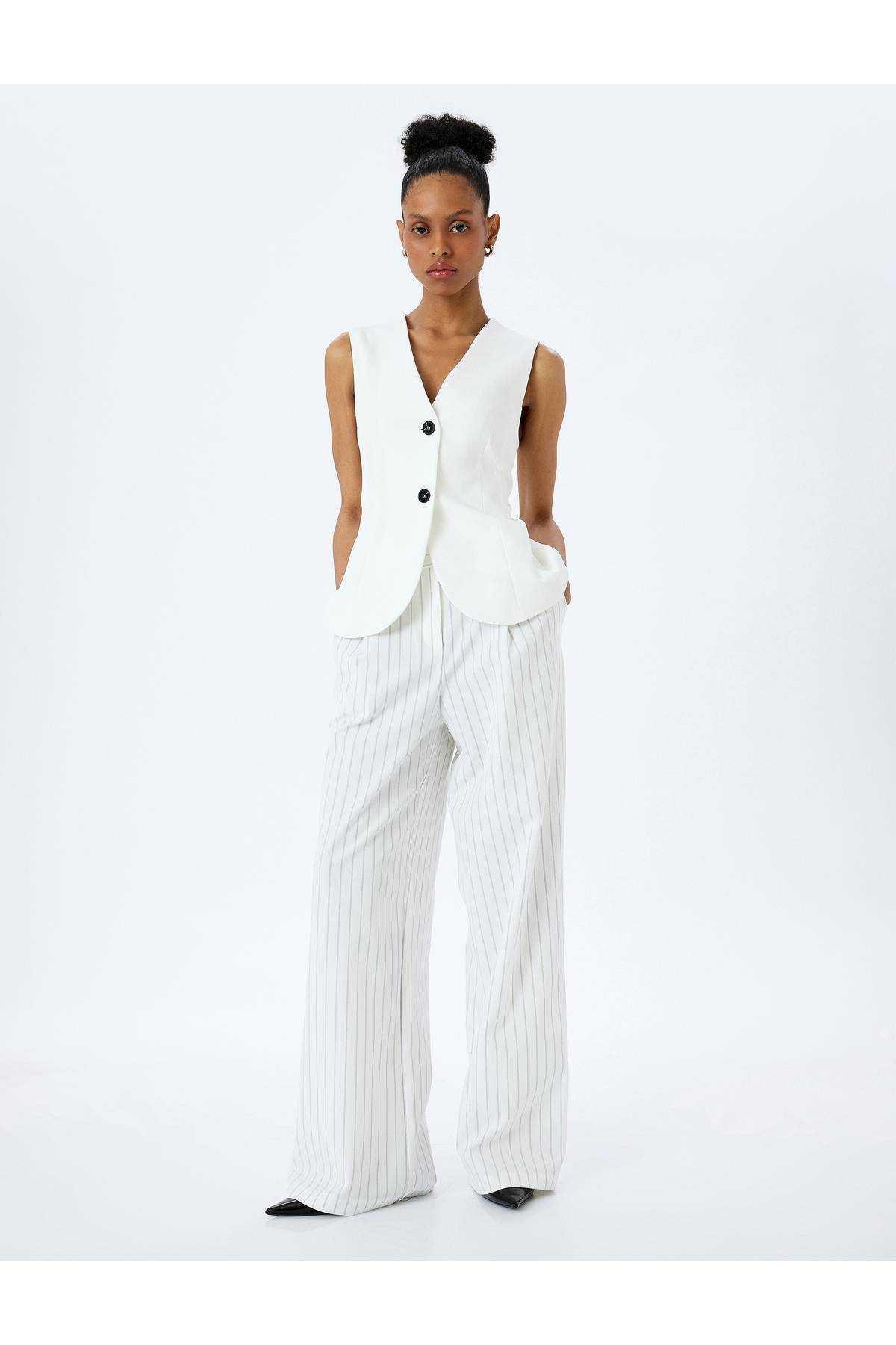 شلوار کمر بلند Palazzo با جیب و پلیسه