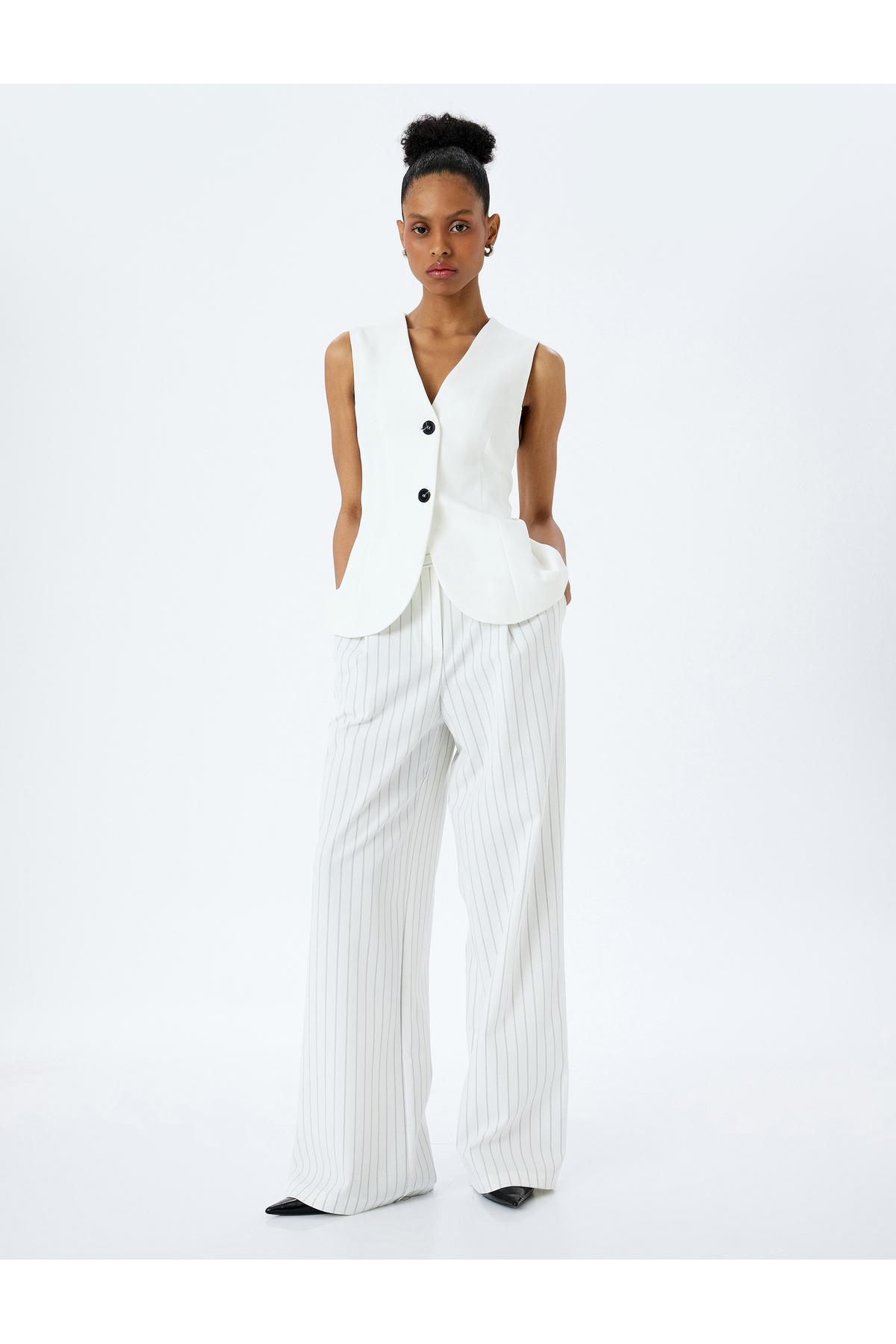 شلوار کمر بلند Palazzo با جیب و پلیسه