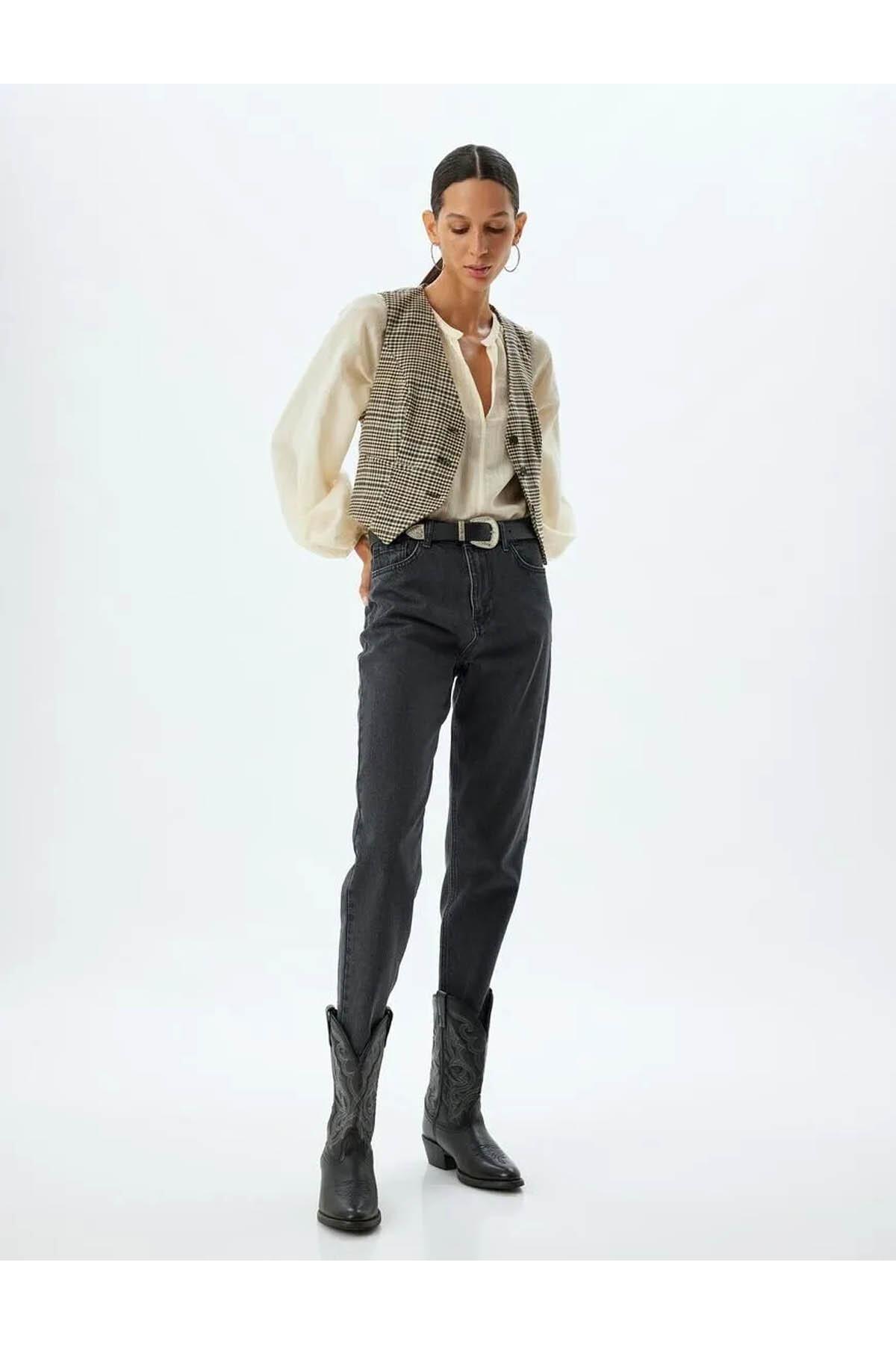 شلوار جین راسته شلوار جین کمر معمولی مشکی زنانه 5wal40207md