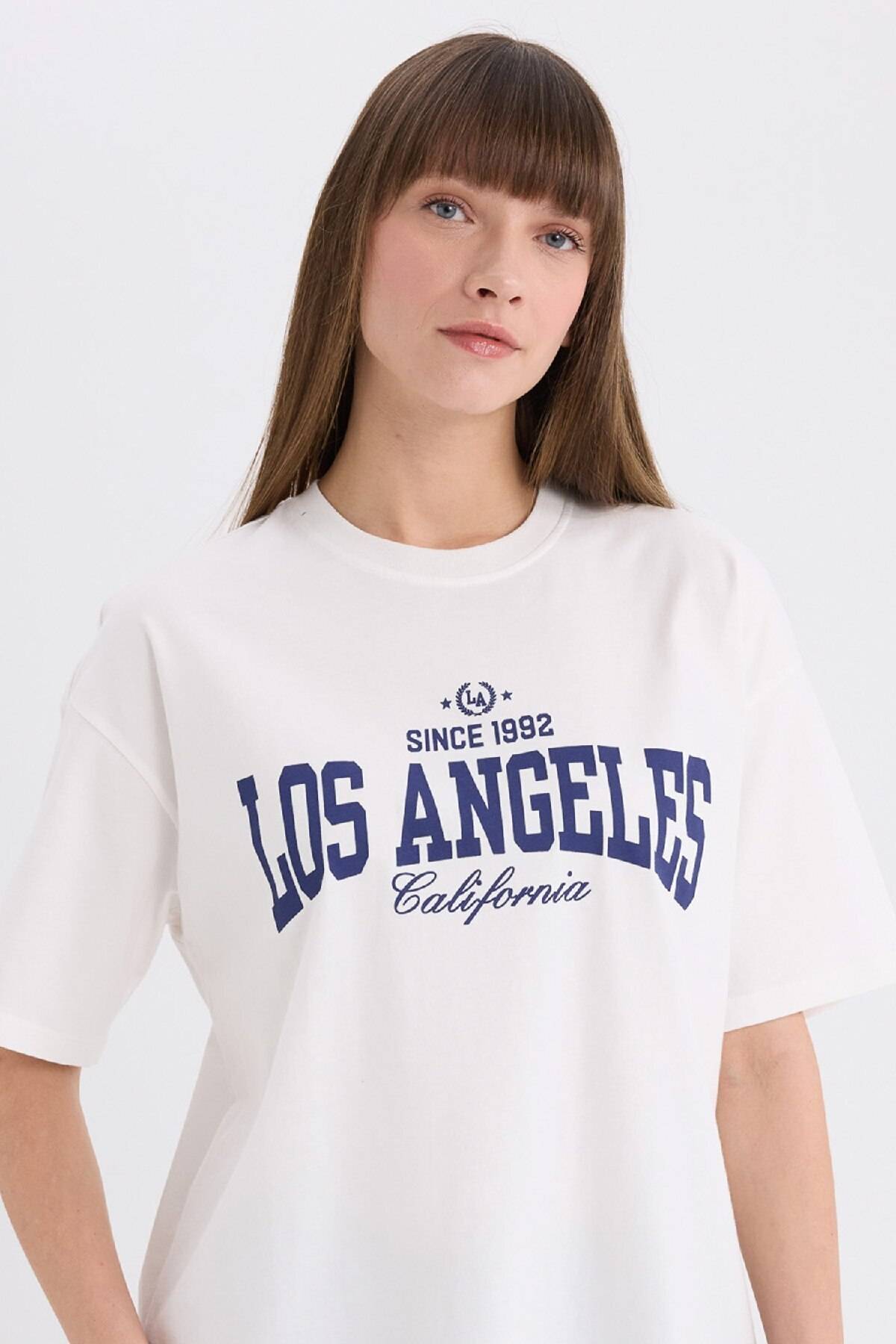 یقه دوچرخه با قالب گسترده چاپ شده آستین کوتاه t -shirt e5055ax25sp