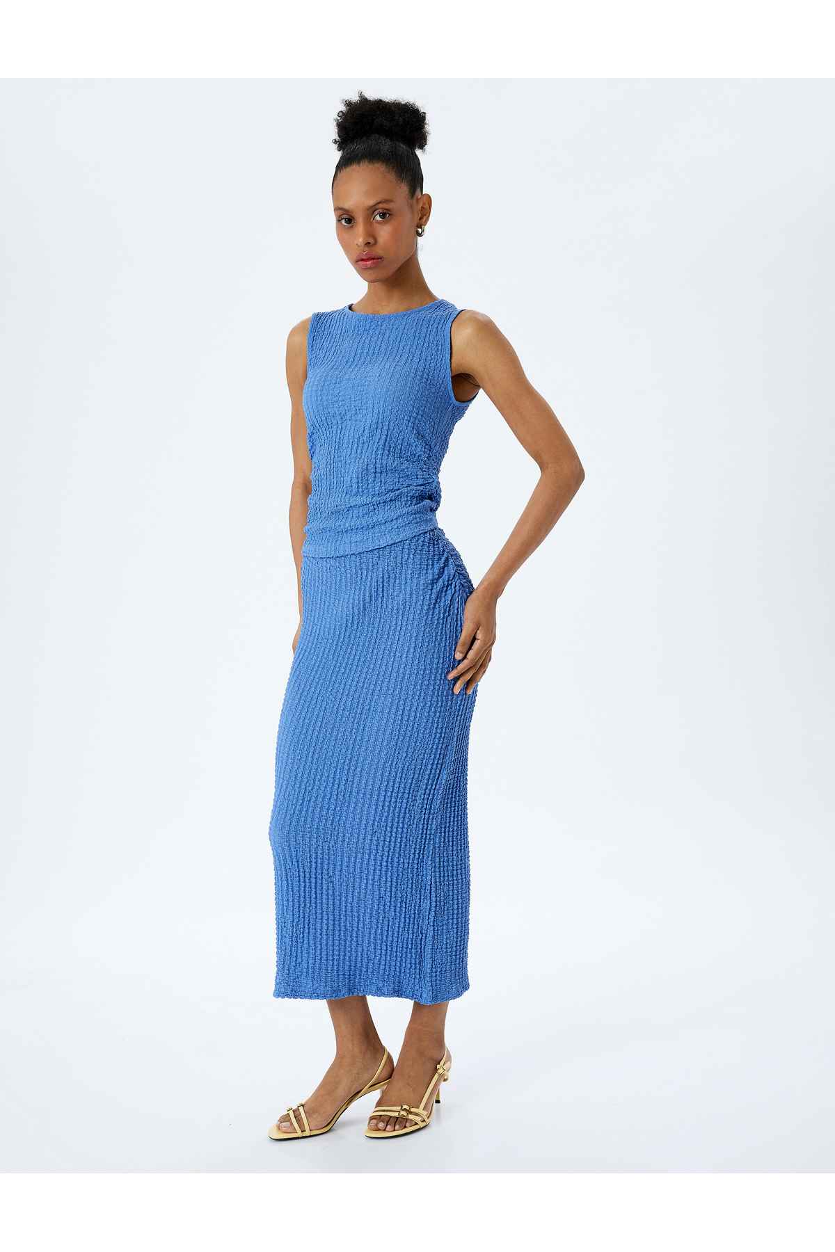 بلوز بدون آستین یقه دوچرخه تناسب باریک تناسب