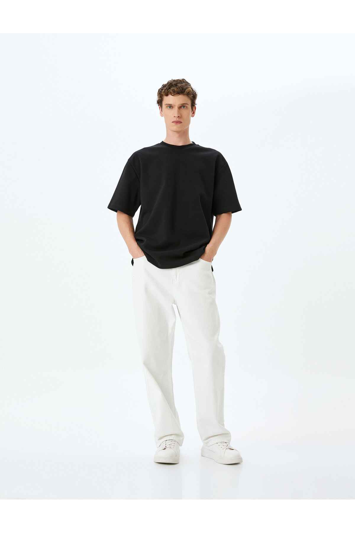 آستین کوتاه پنبه یقه دوچرخه T -Shirt