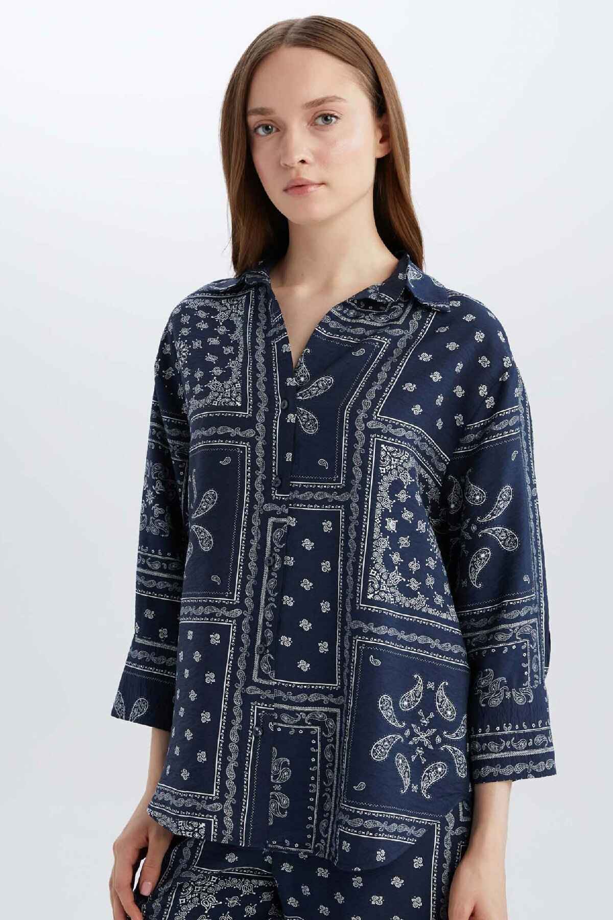 پیراهن آستین بلند با الگوی معمولی C3818AX25SP