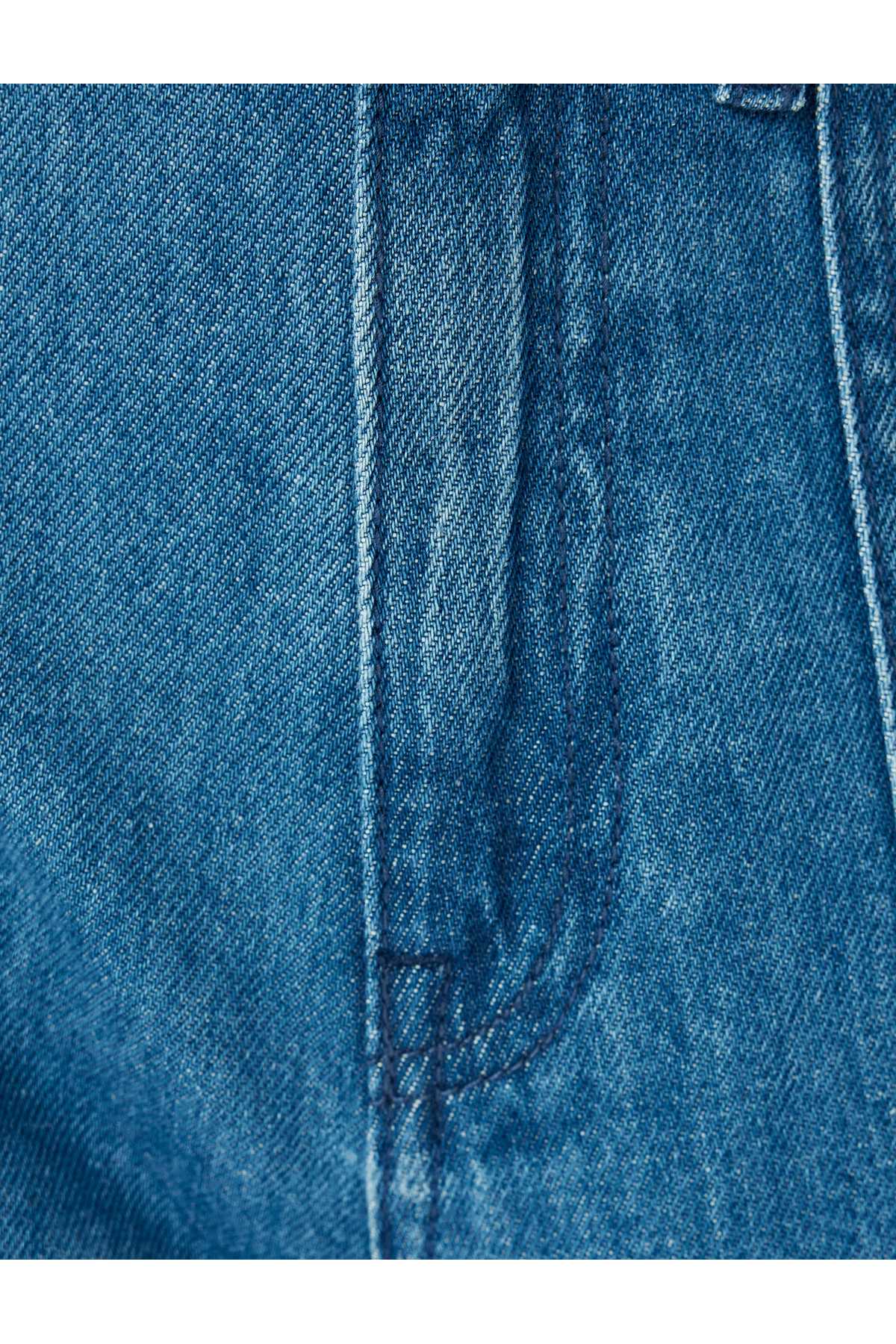 شلوار بزرگ موبایل موبایل با جزئیات کمر معمولی پنبه پنبه - شلوار جین پاها