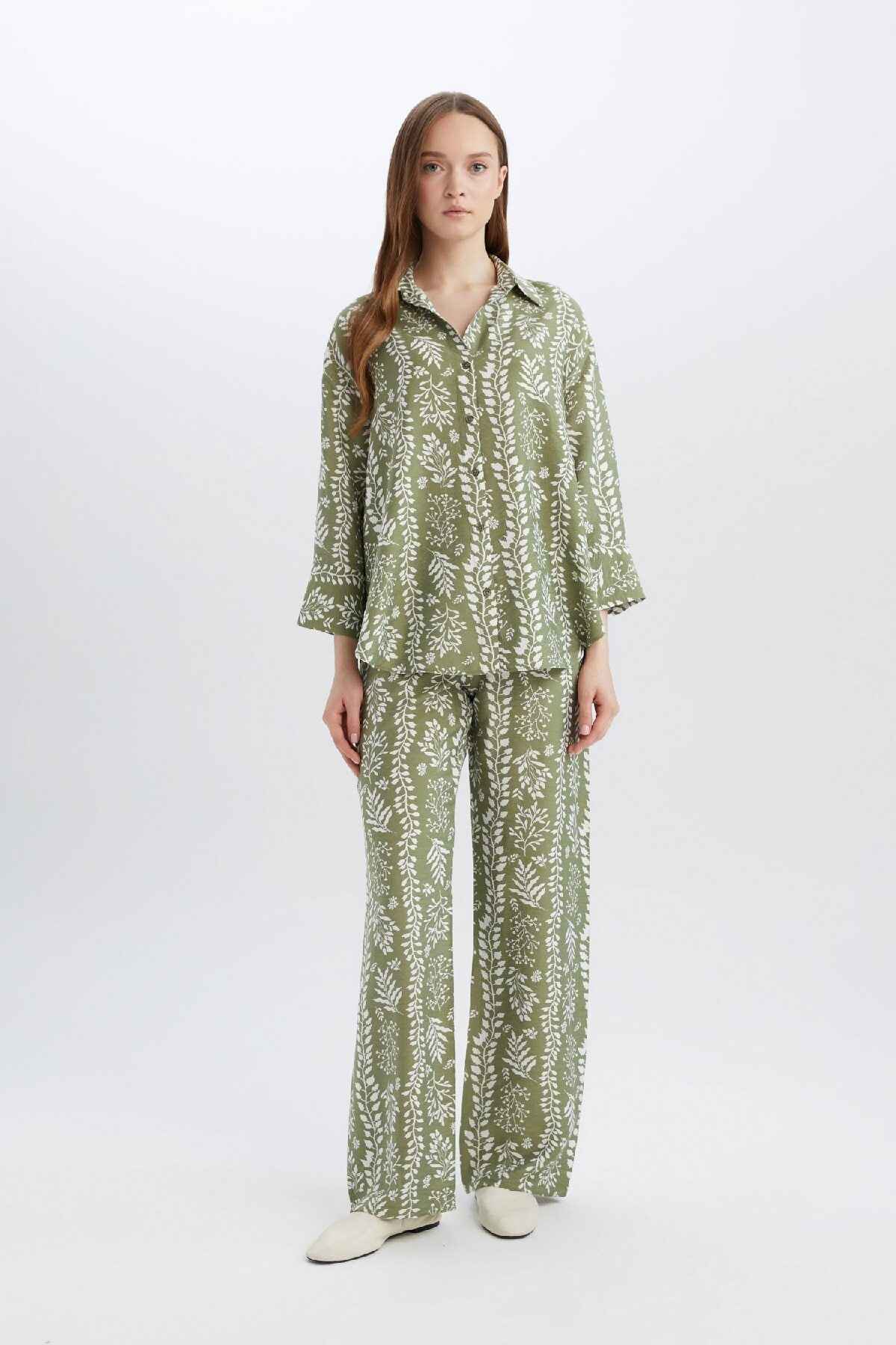 شلوارهای روزانه پاهای پهن بزرگ پراچا با الگوی کمر بالا C4042AX25SP