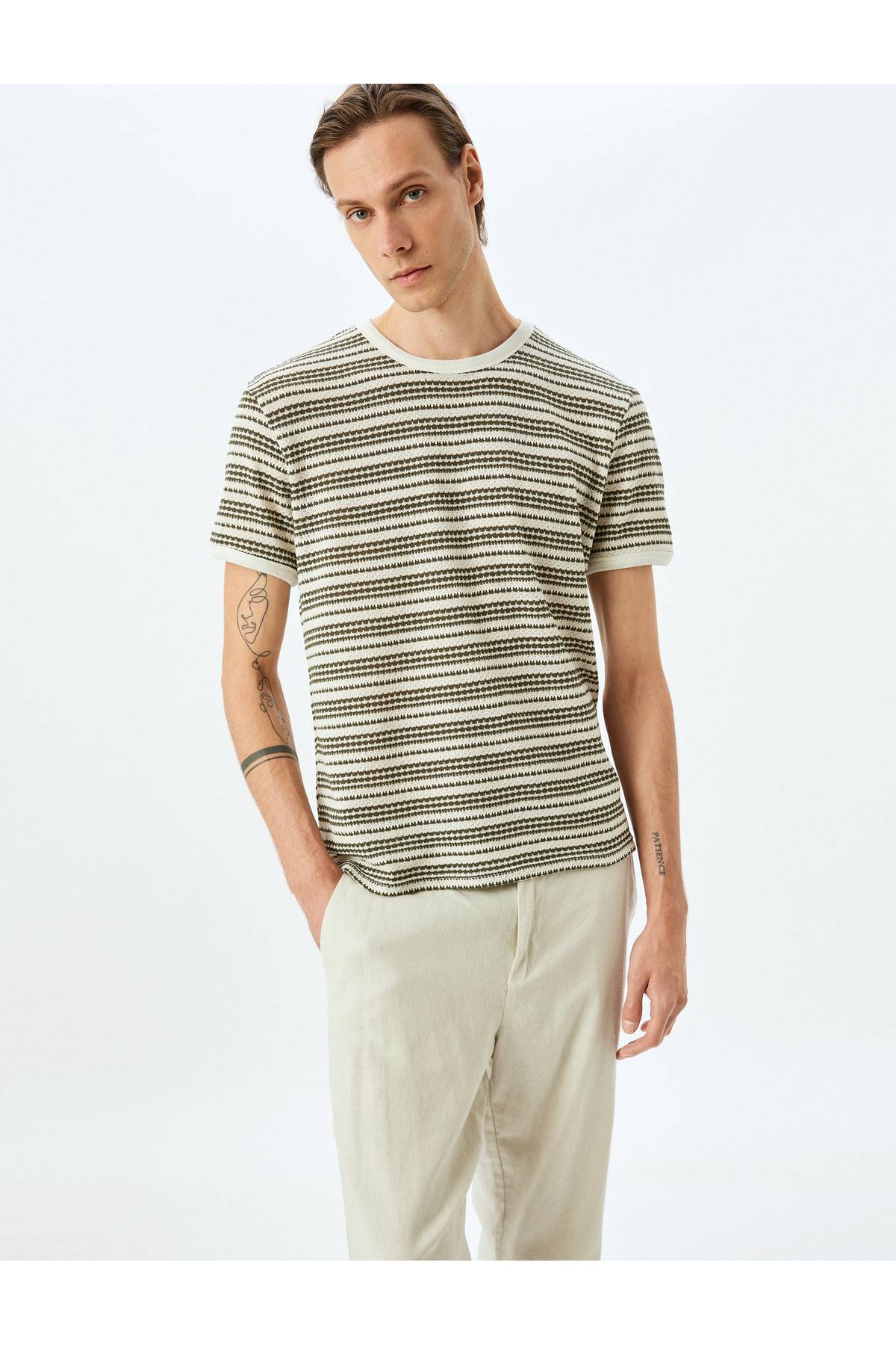 یقه دوچرخه کوتاه پنبه آستین کوتاه مخلوط T -shirt