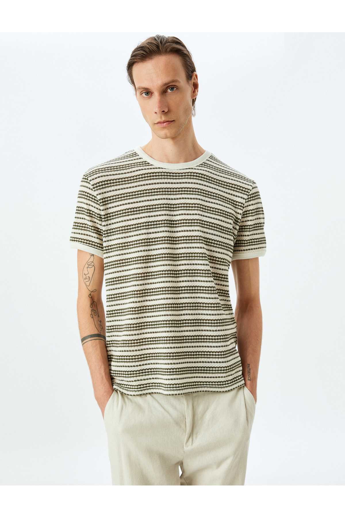 یقه دوچرخه کوتاه پنبه آستین کوتاه مخلوط T -shirt