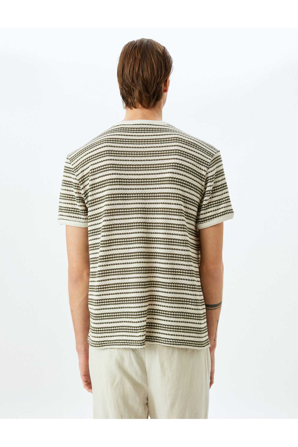 یقه دوچرخه کوتاه پنبه آستین کوتاه مخلوط T -shirt