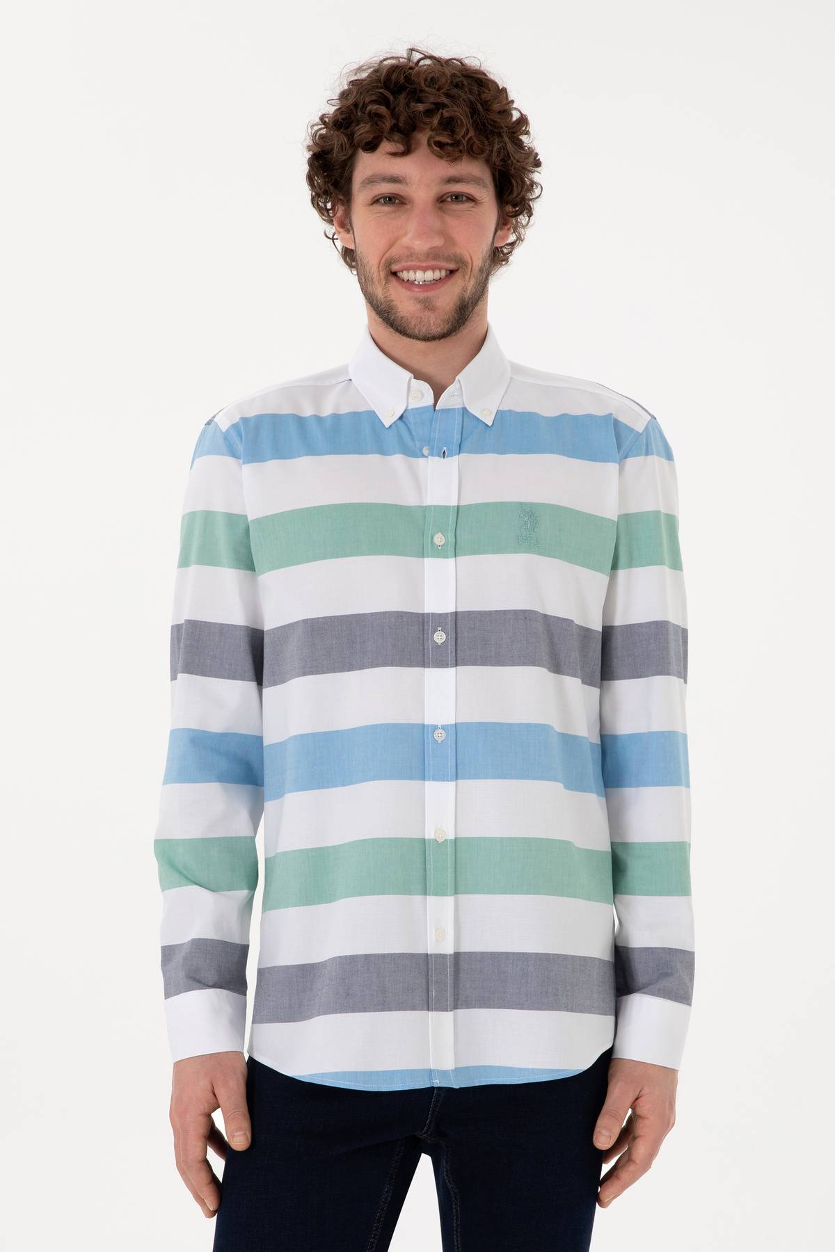 پیراهن آستین بلند یاسی مردانه 50282891-VR034