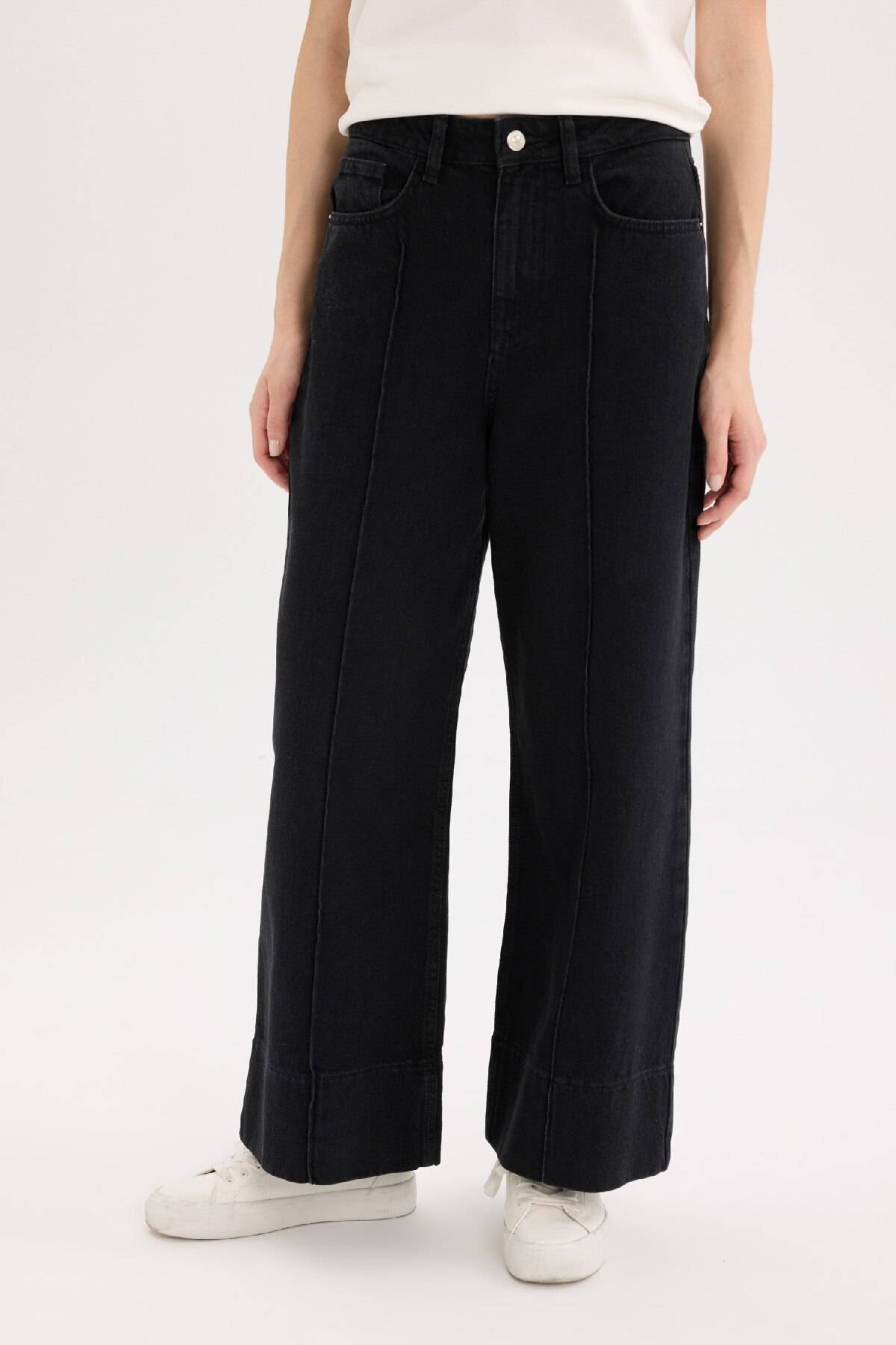 شلوار جین شستشوی کمر بزرگ پراچا بلند و شلوار جین E3872AX25SP