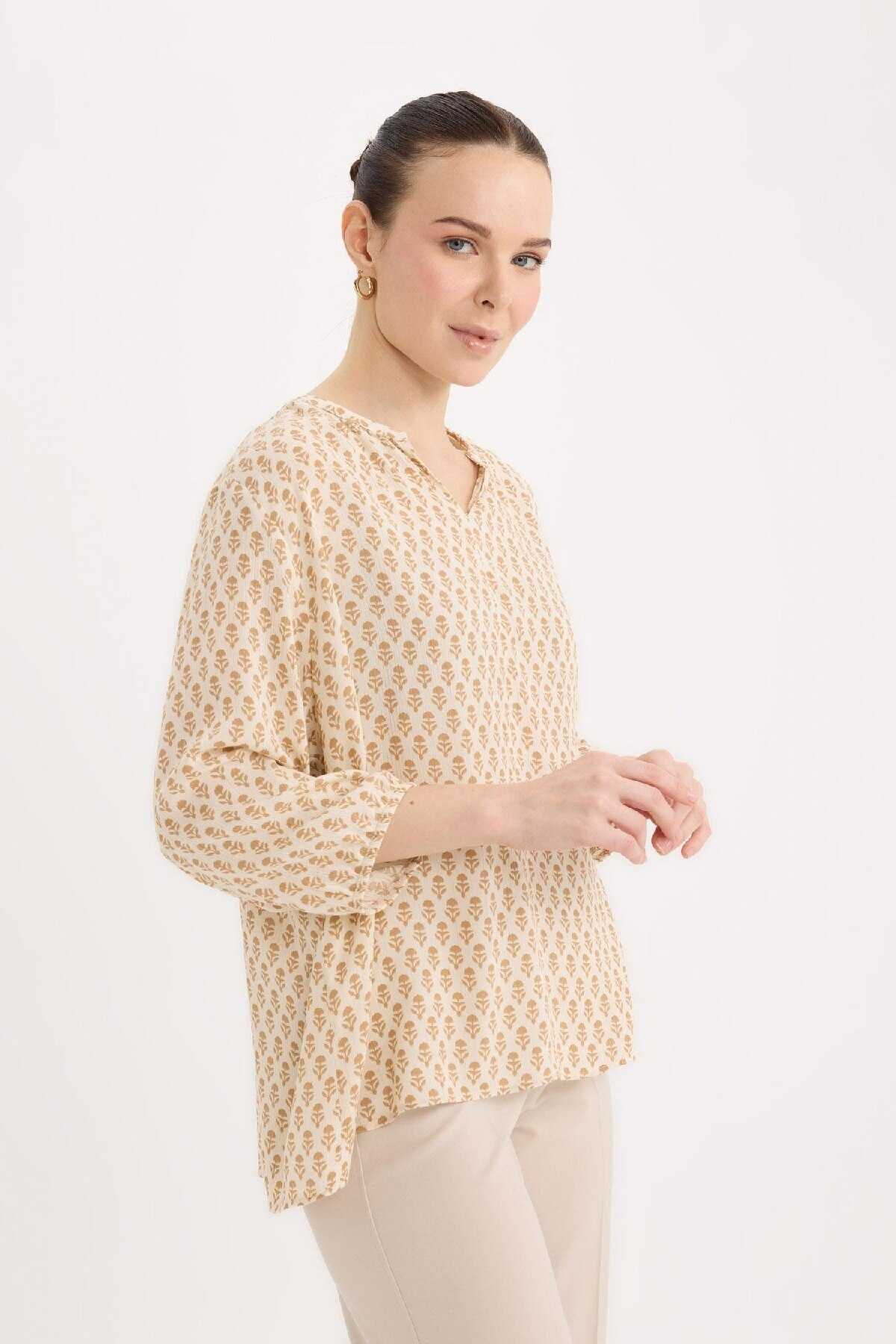 لباس معمولی Apaş Yaka نقره ای بلوز بلند آستین بلند