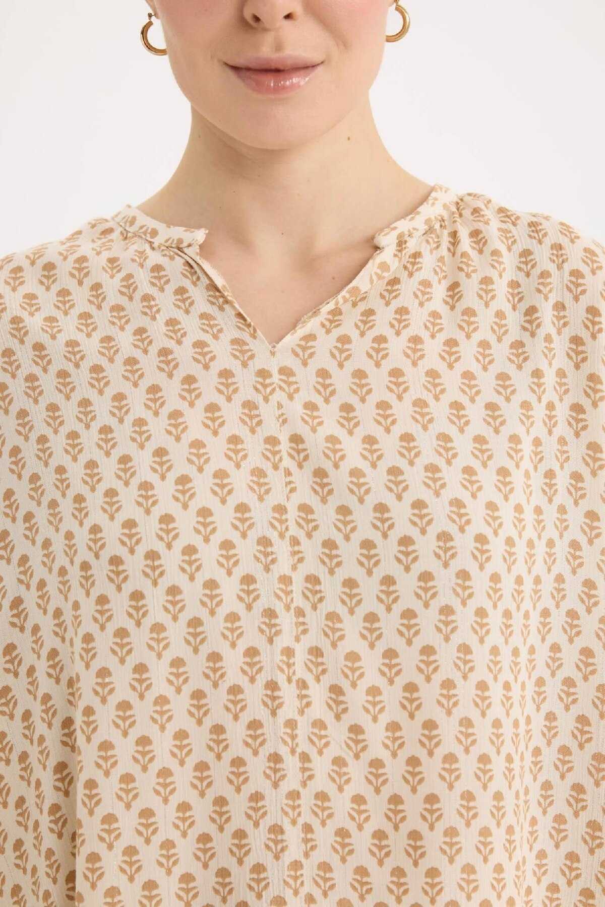 لباس معمولی Apaş Yaka نقره ای بلوز بلند آستین بلند