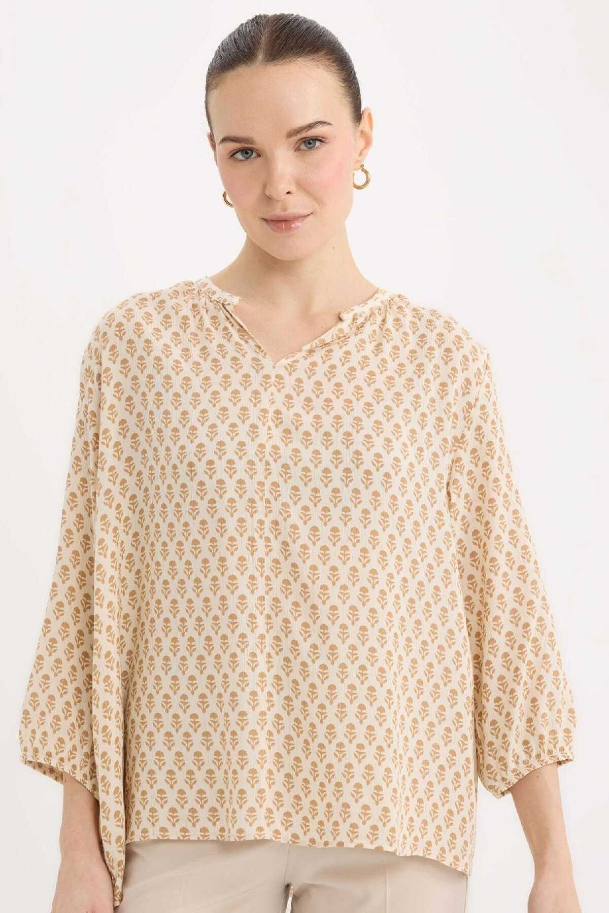 لباس معمولی Apaş Yaka نقره ای بلوز بلند آستین بلند