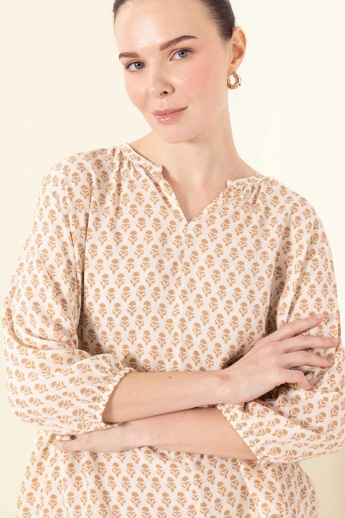 لباس معمولی Apaş Yaka نقره ای بلوز بلند آستین بلند