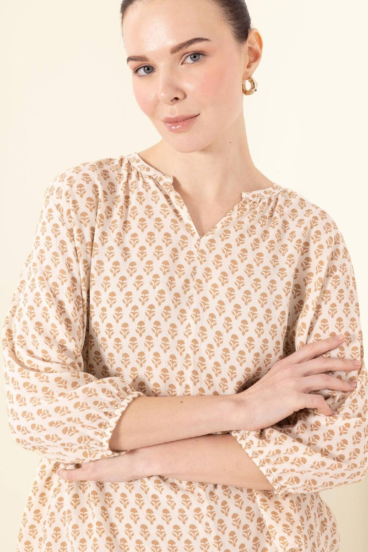 لباس معمولی Apaş Yaka نقره ای بلوز بلند آستین بلند