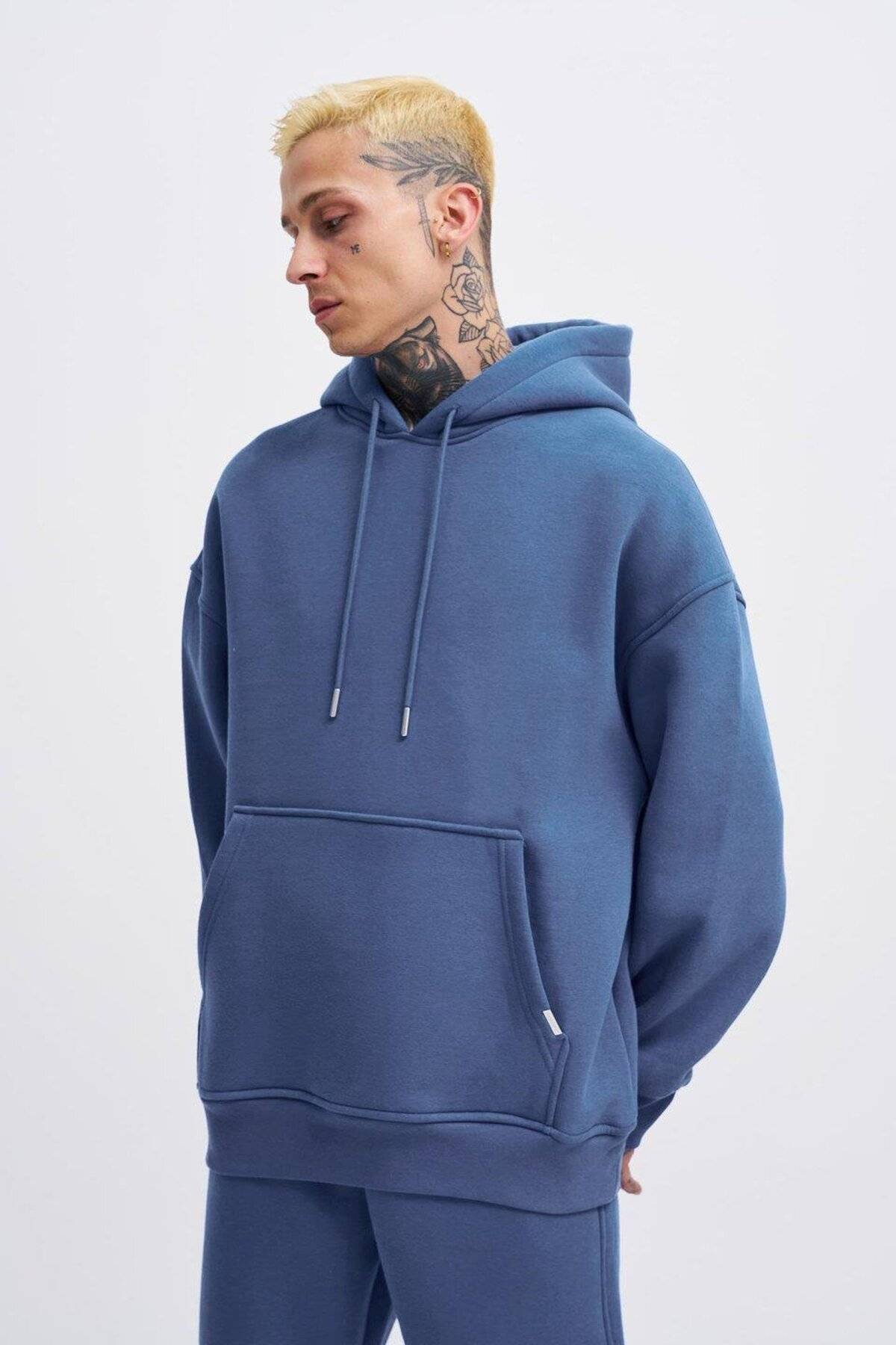 سویشرت جیبی سایز بزرگ یاسی یخی