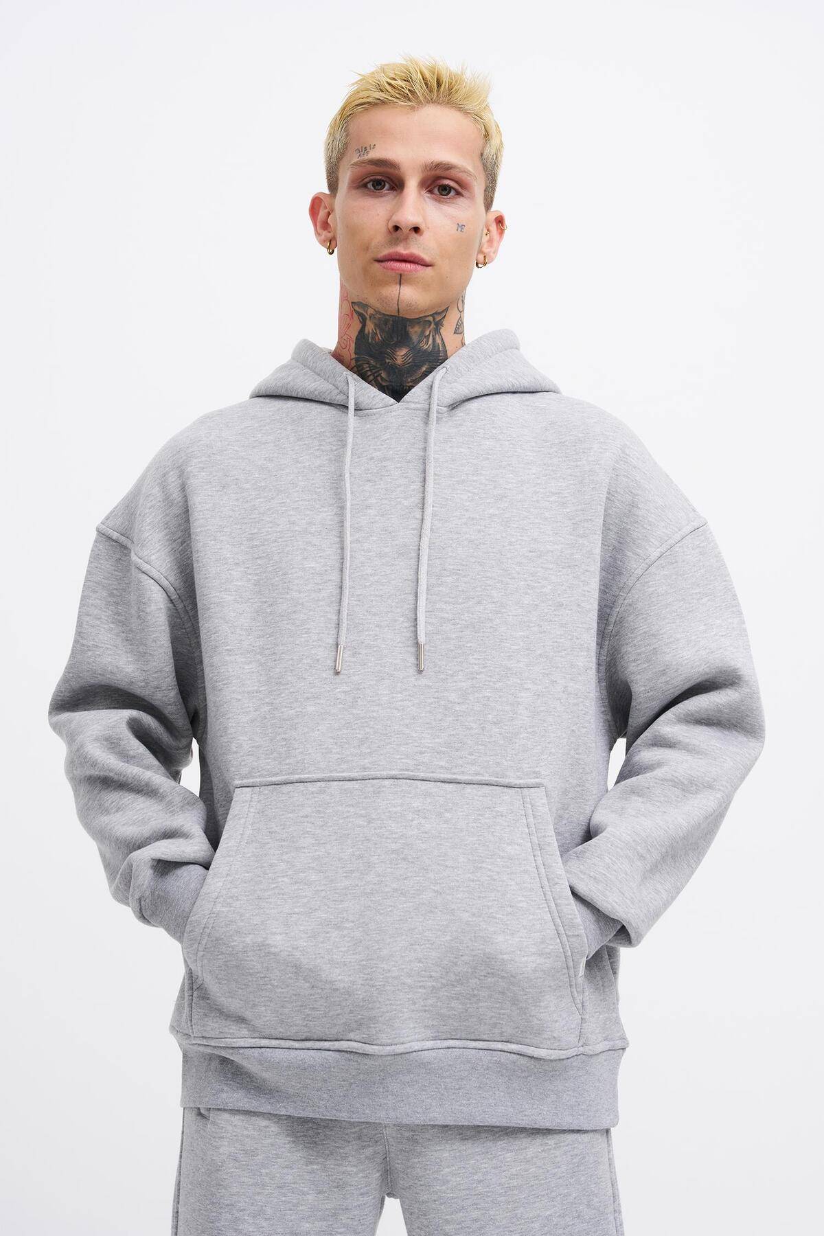 سویشرت جیبی سایز بزرگ یاسی یخی