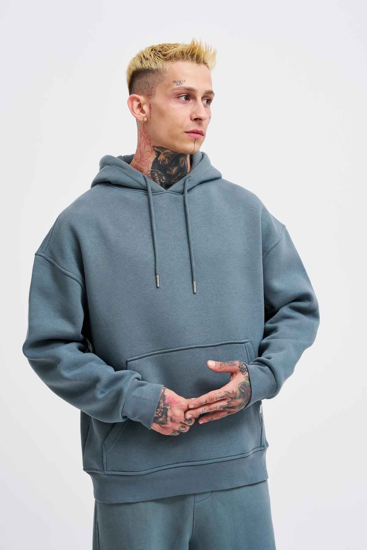 سویشرت جیبی سایز بزرگ یاسی یخی