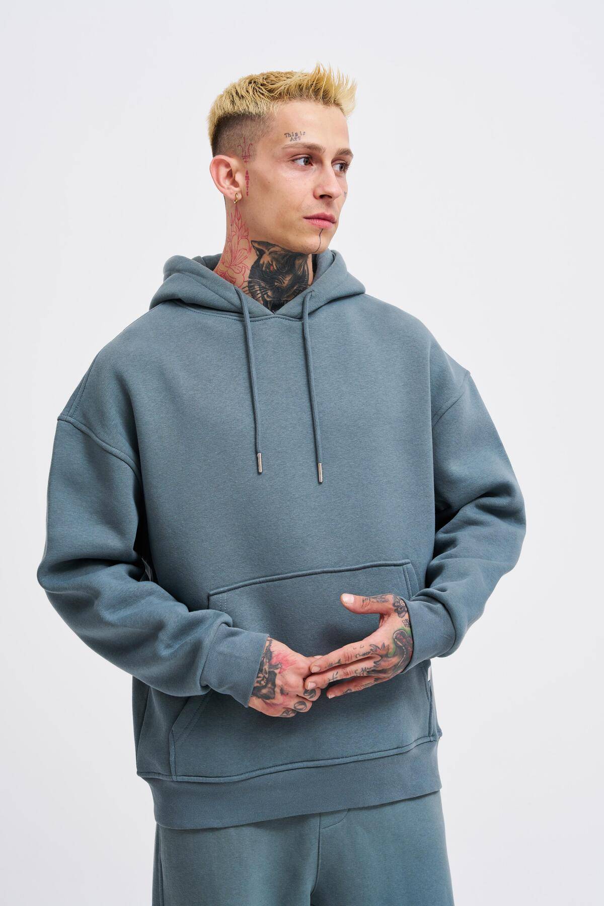 سویشرت جیبی سایز بزرگ یاسی یخی