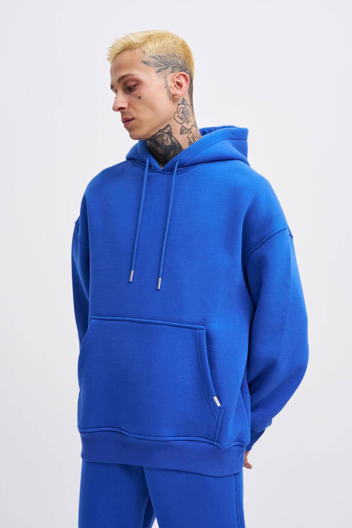 سویشرت جیبی سایز بزرگ یاسی یخی