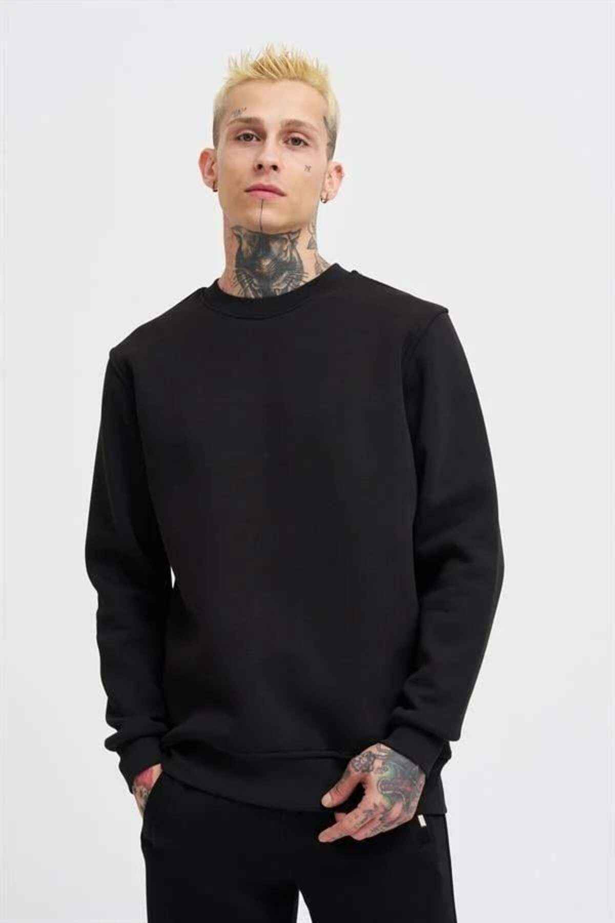 سویشرت مردانه یقه خدمه معمولی خاکستری روشن