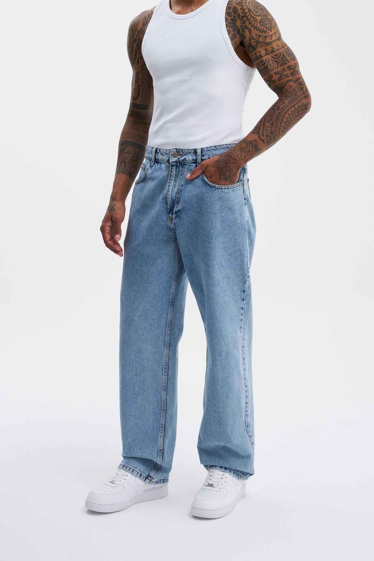 شلوار گشاد ژان اسید آبی