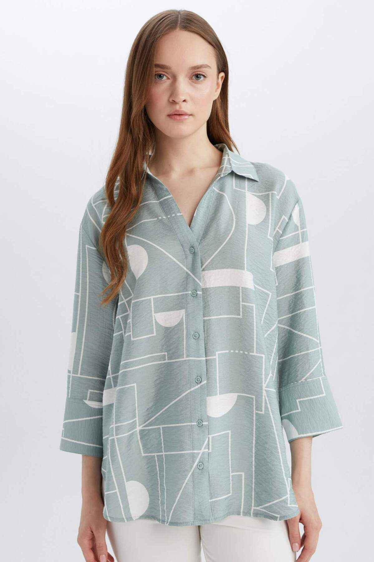 پیراهن آستین بلند با الگوی معمولی C3818AX25SP