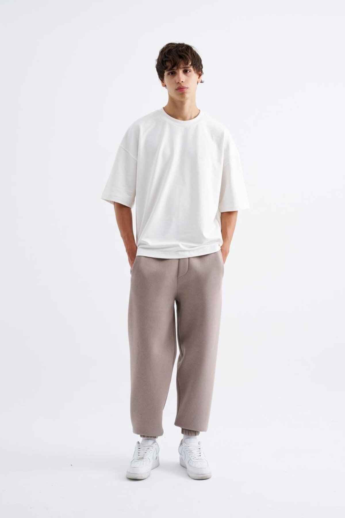 کت و شلوار گرمکن معمولی و کمر الاستیک خاکستری یخی