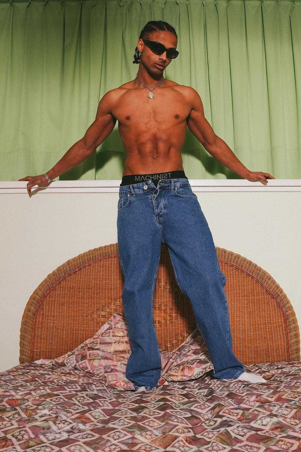 شلوار گشاد ژان اسید آبی